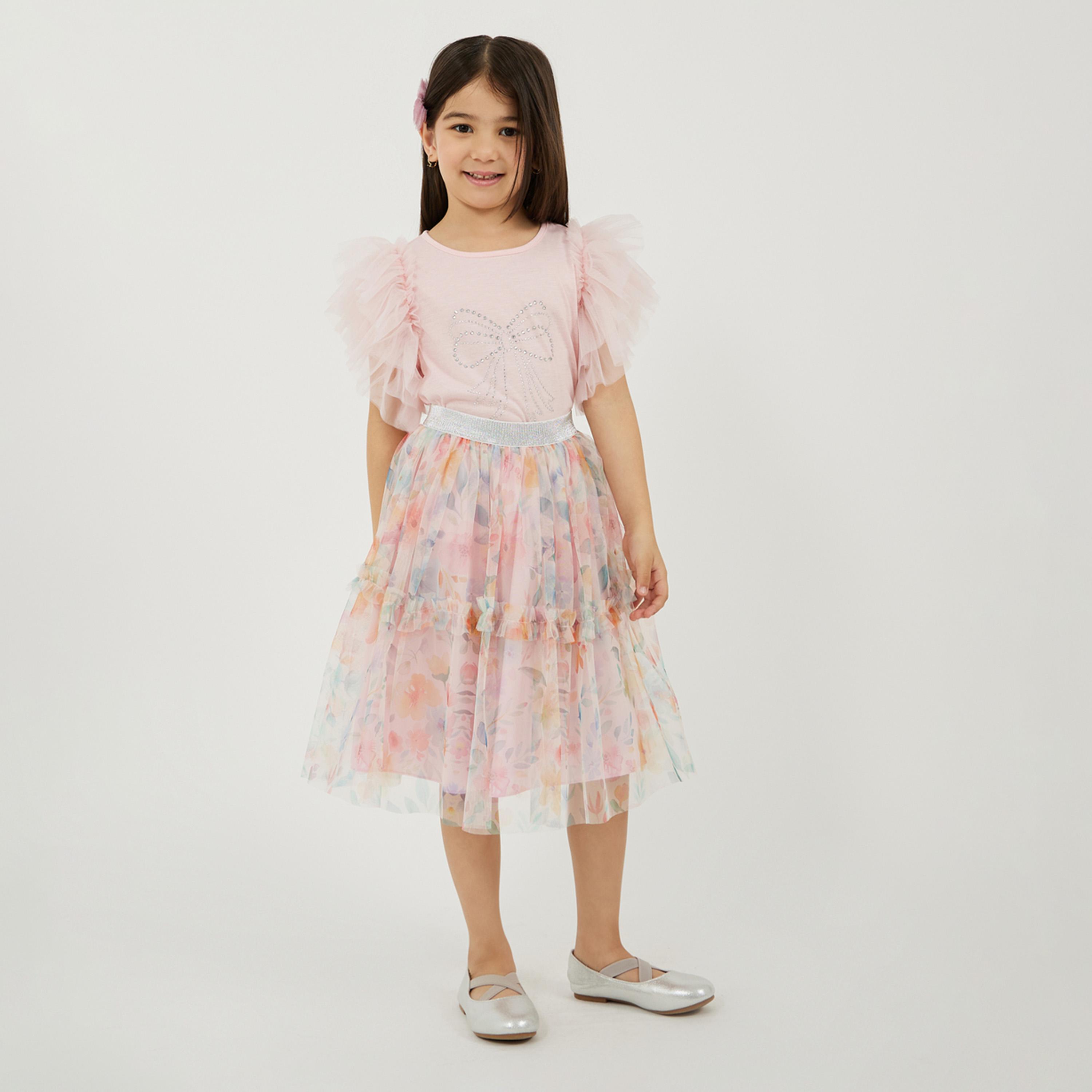 Styli Toddler Girl Tshirt And Printed Skirt Set-girls-clothing-setsandcoords-image-1