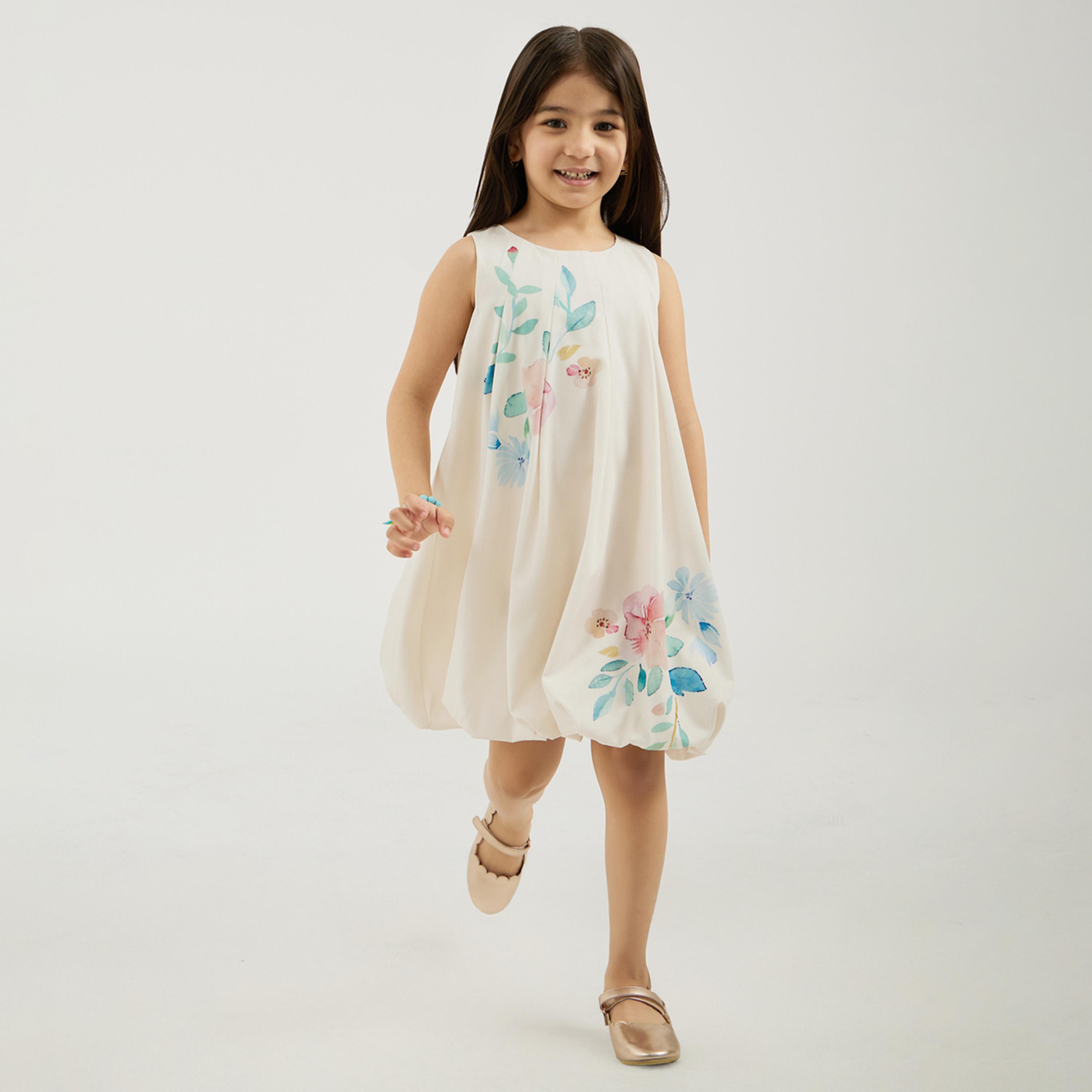 Styli Toddler Girls Balloon Hem Dress With Placement Print-girls-clothing-dressesandjumpsuits-image-3