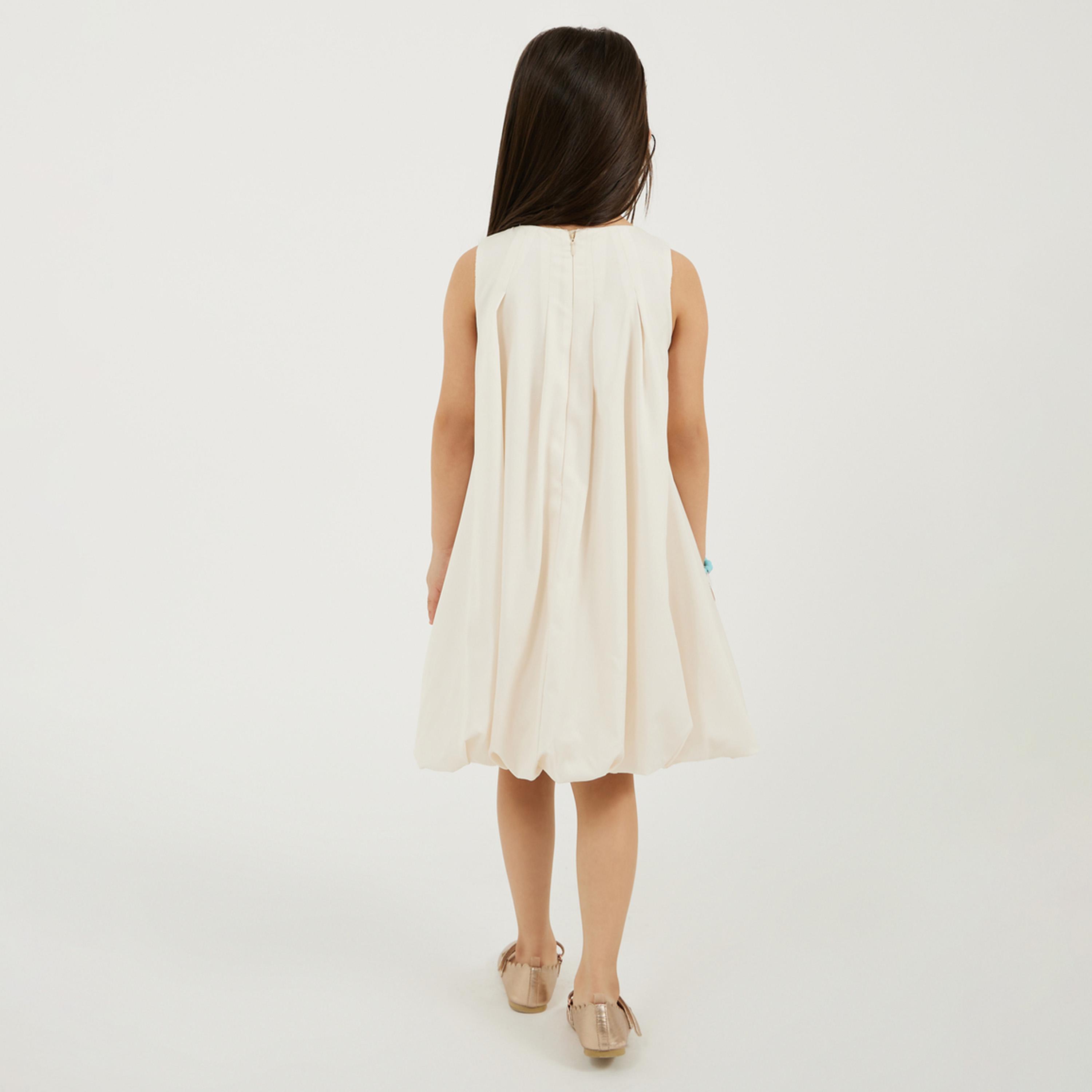 ستايلي - فستان للبنات الصغار بحاشية منفوخة مع طباعة موضعية-girls-clothing-dressesandjumpsuits-image-5