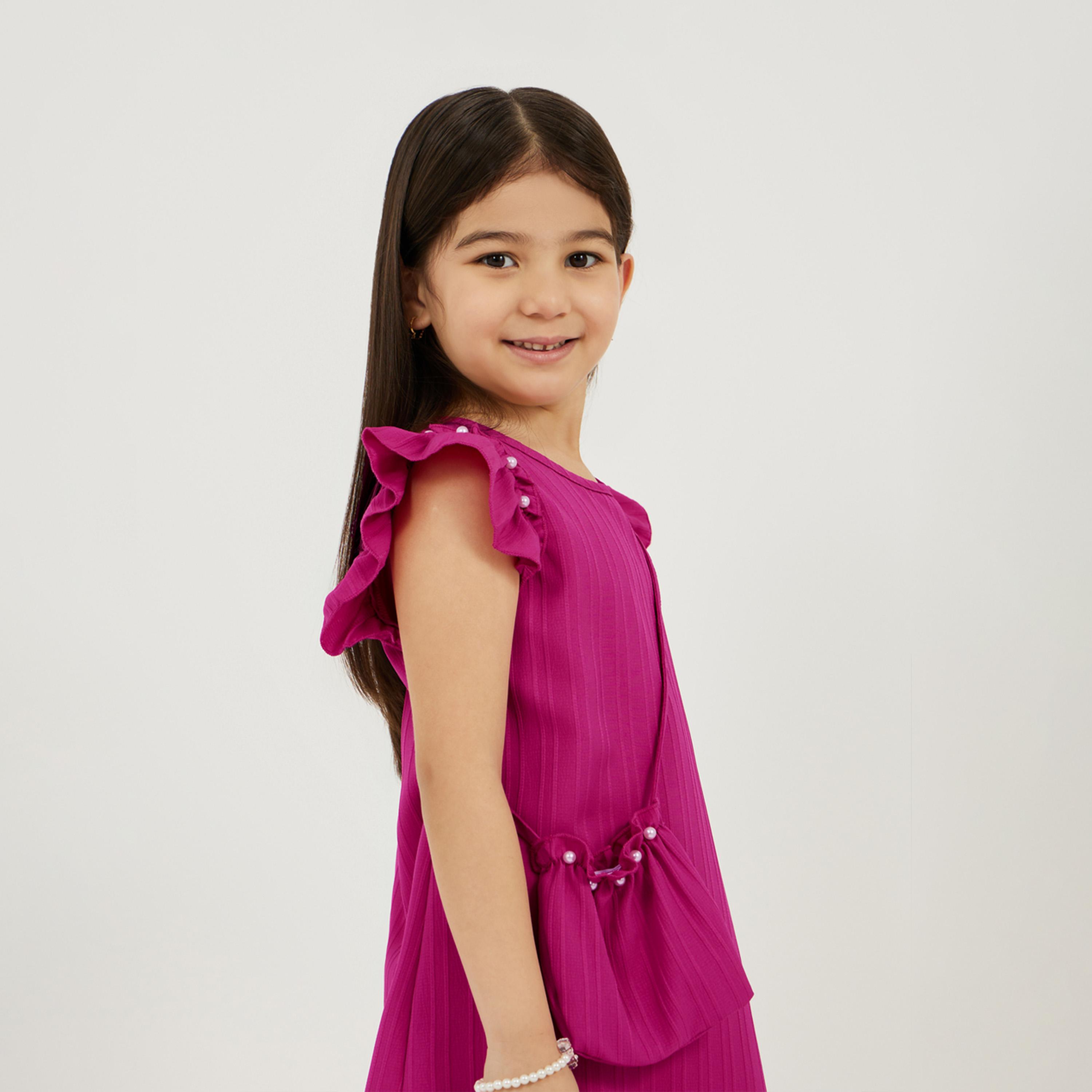 Styli Toddler Girls Textured Knit Dress With Bag-girls-clothing-dressesandjumpsuits-image-3