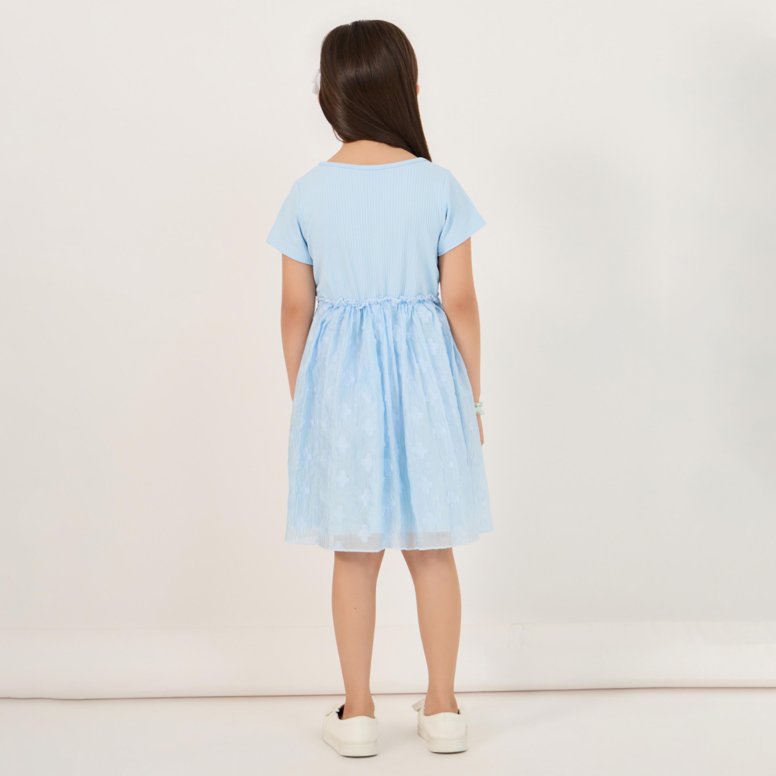 Styli Textured Organza Rib Knit Knee-Length Dress-girls-clothing-dressesandjumpsuits-image-4