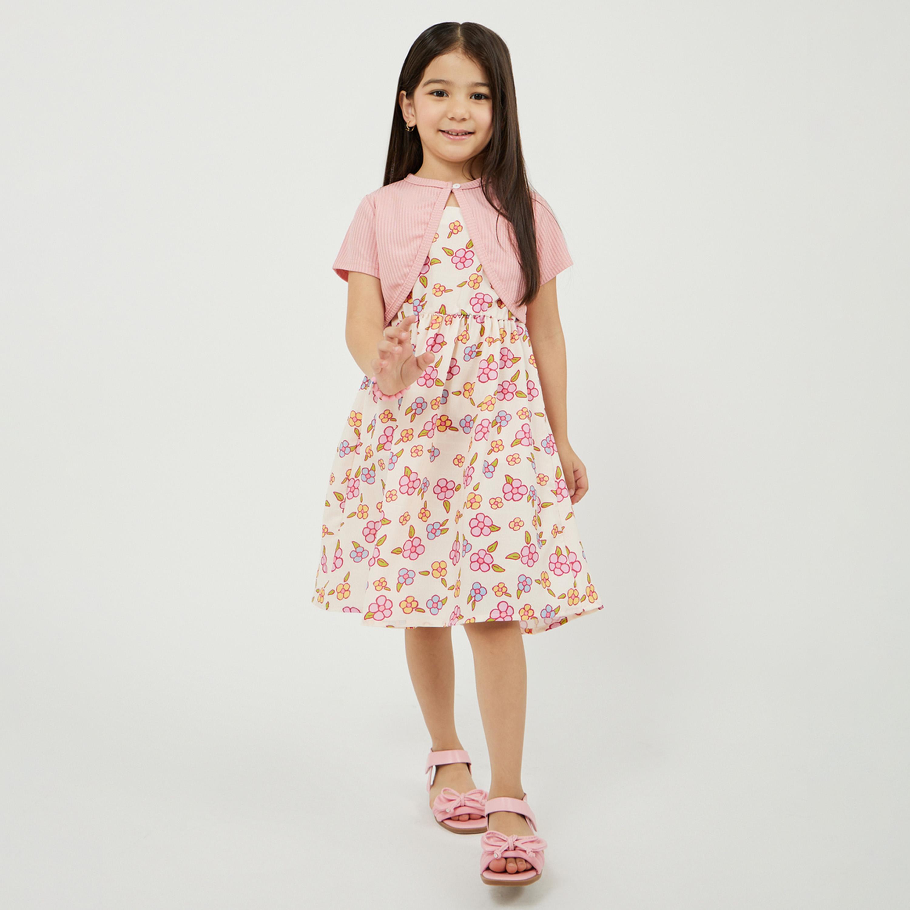 ستايلي - فستان محبوك للفتيات الصغيرات مع سترة-girls-clothing-dressesandjumpsuits-image-3