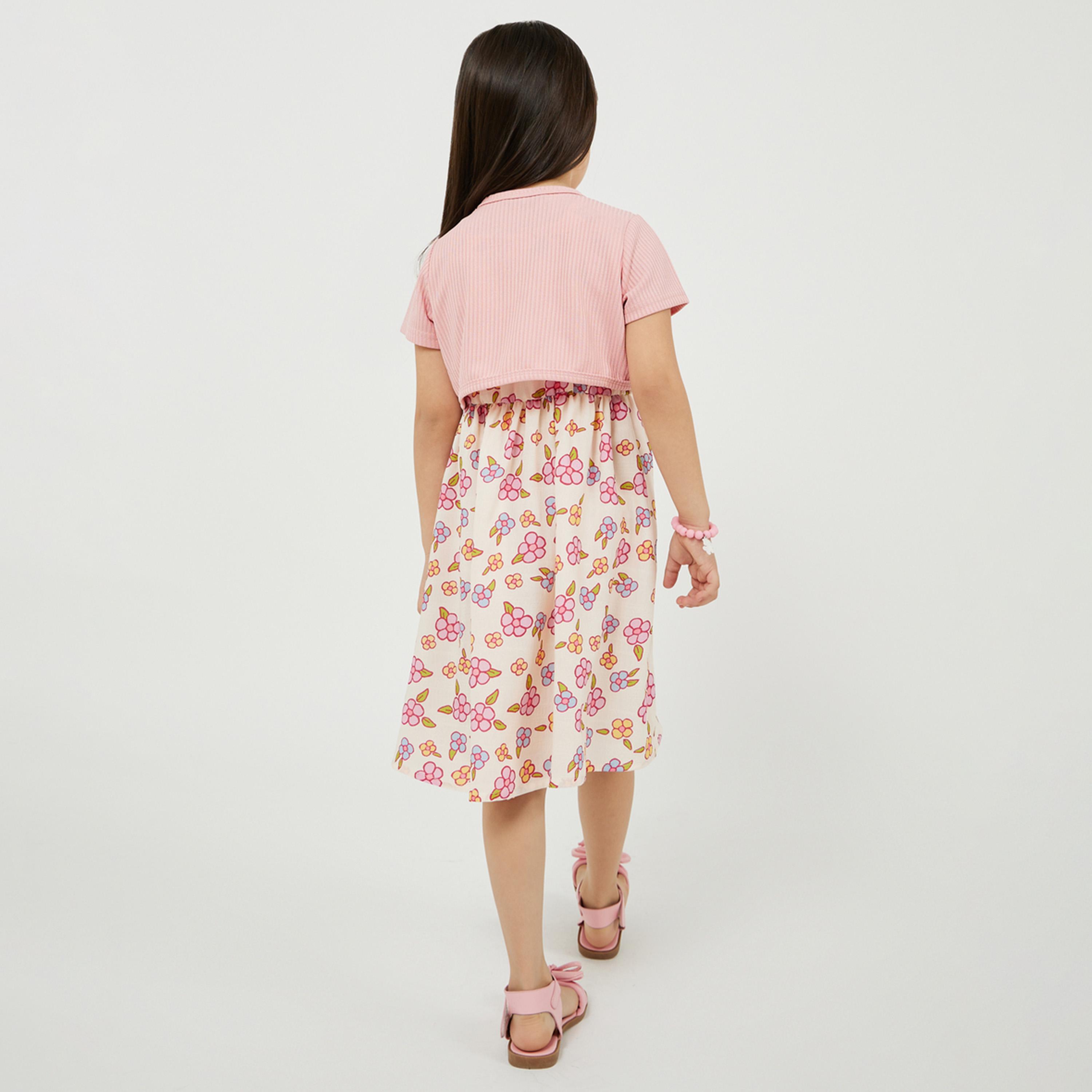 ستايلي - فستان محبوك للفتيات الصغيرات مع سترة-girls-clothing-dressesandjumpsuits-image-5
