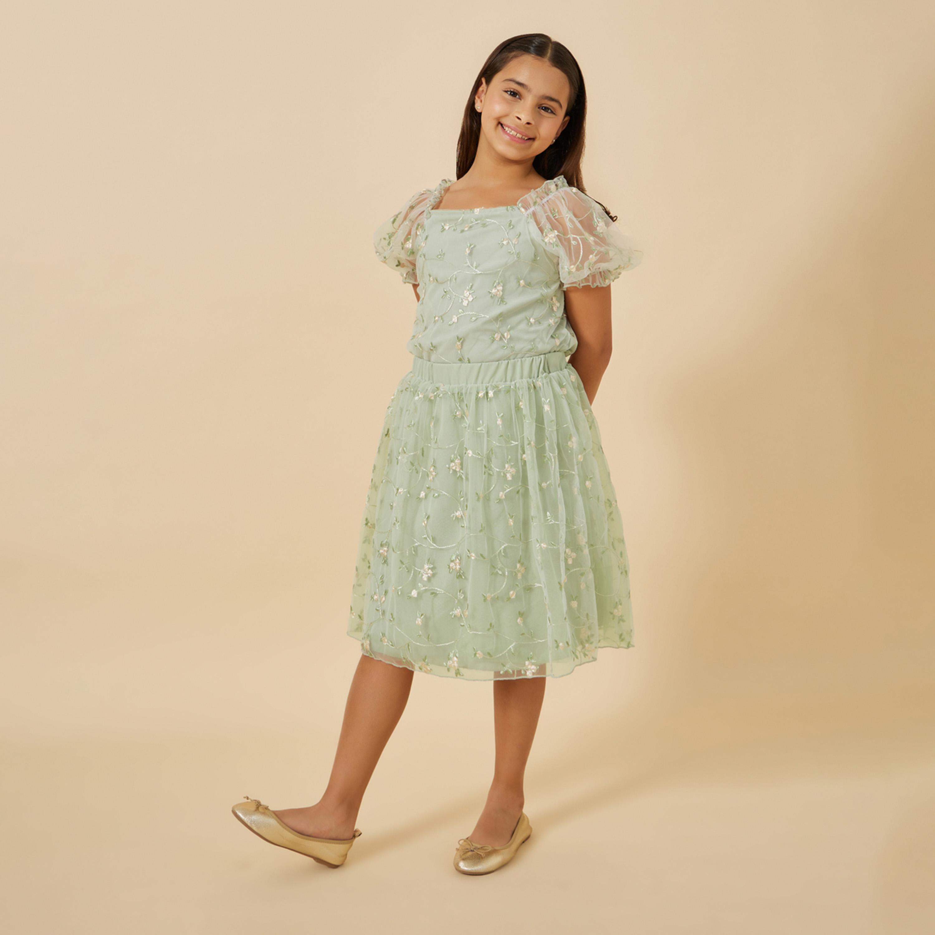 ستايلي - ليميتد - مجموعة بلوزة وتنورة مطرزة للفتيات المراهقات-girls-clothing-setsandcoords-image-1