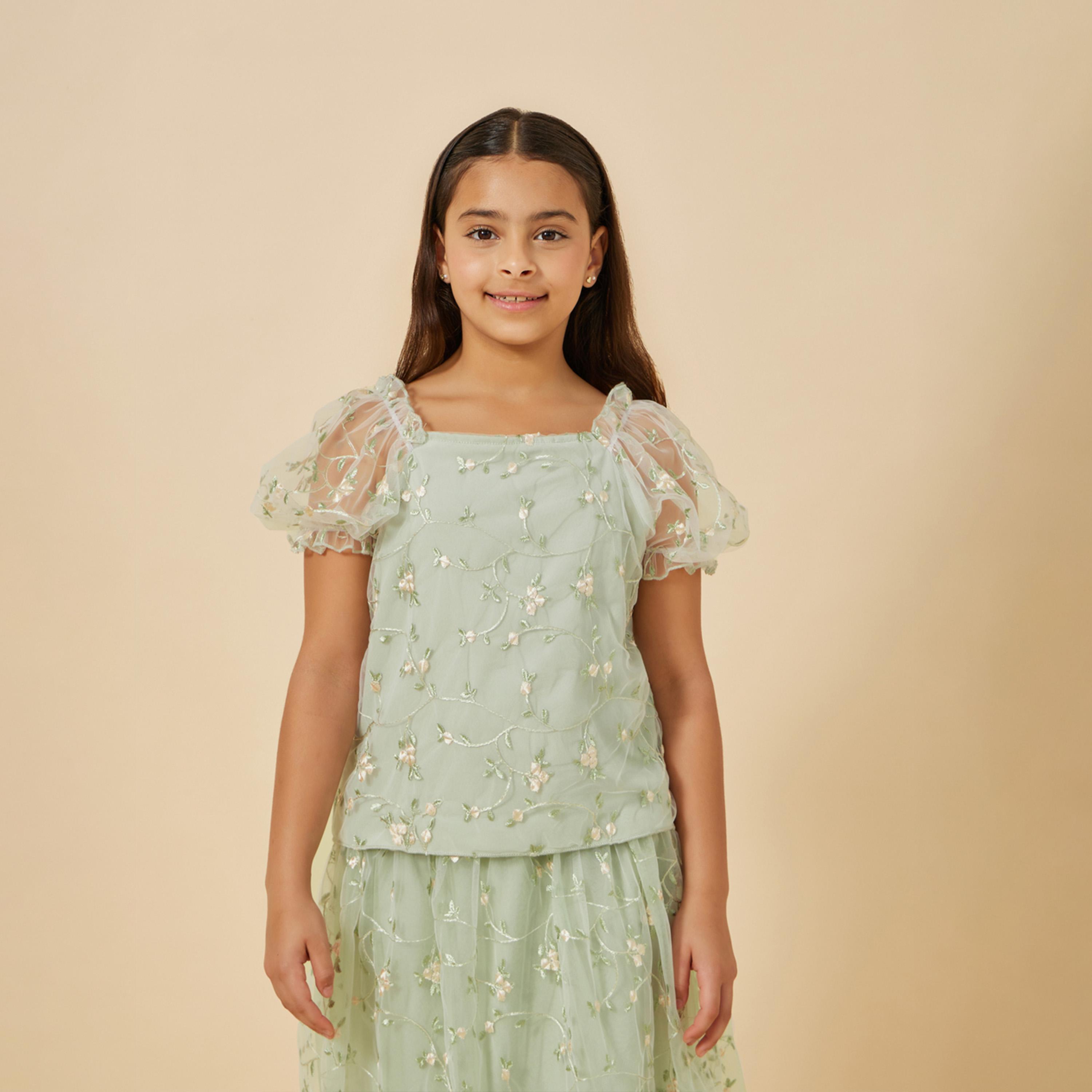 ستايلي - ليميتد - مجموعة بلوزة وتنورة مطرزة للفتيات المراهقات-girls-clothing-setsandcoords-image-3