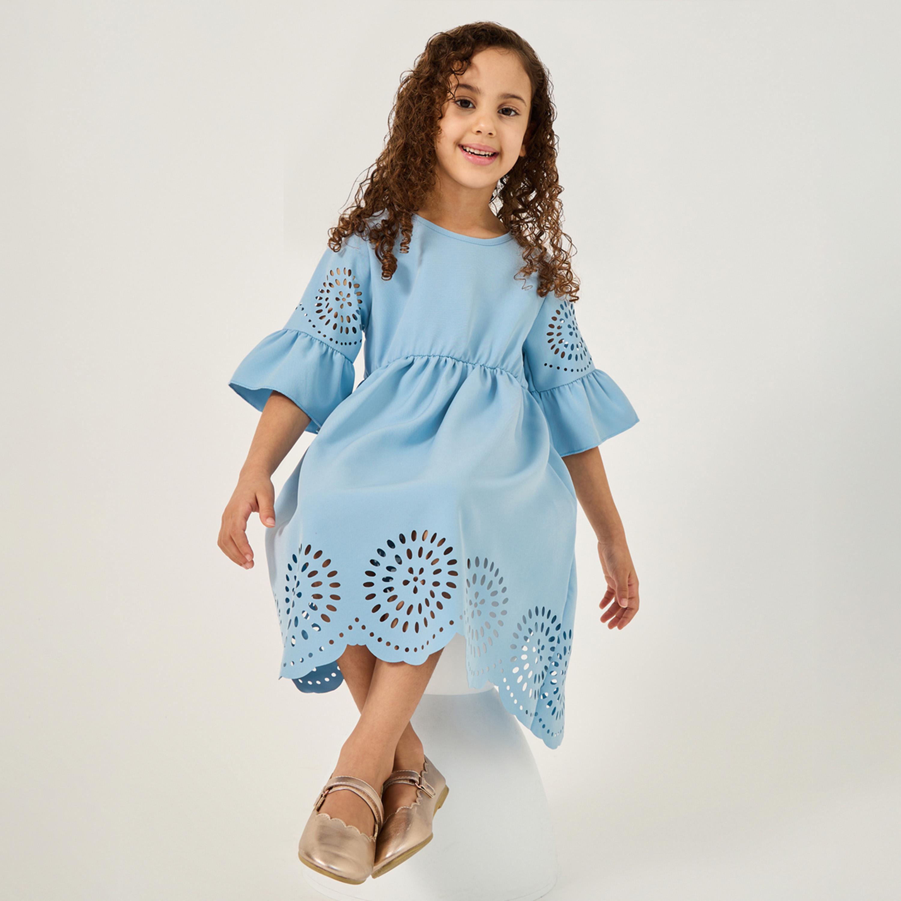 Styli Toddler Girls Laser Cut Design Dress-girls-clothing-dressesandjumpsuits-image-1