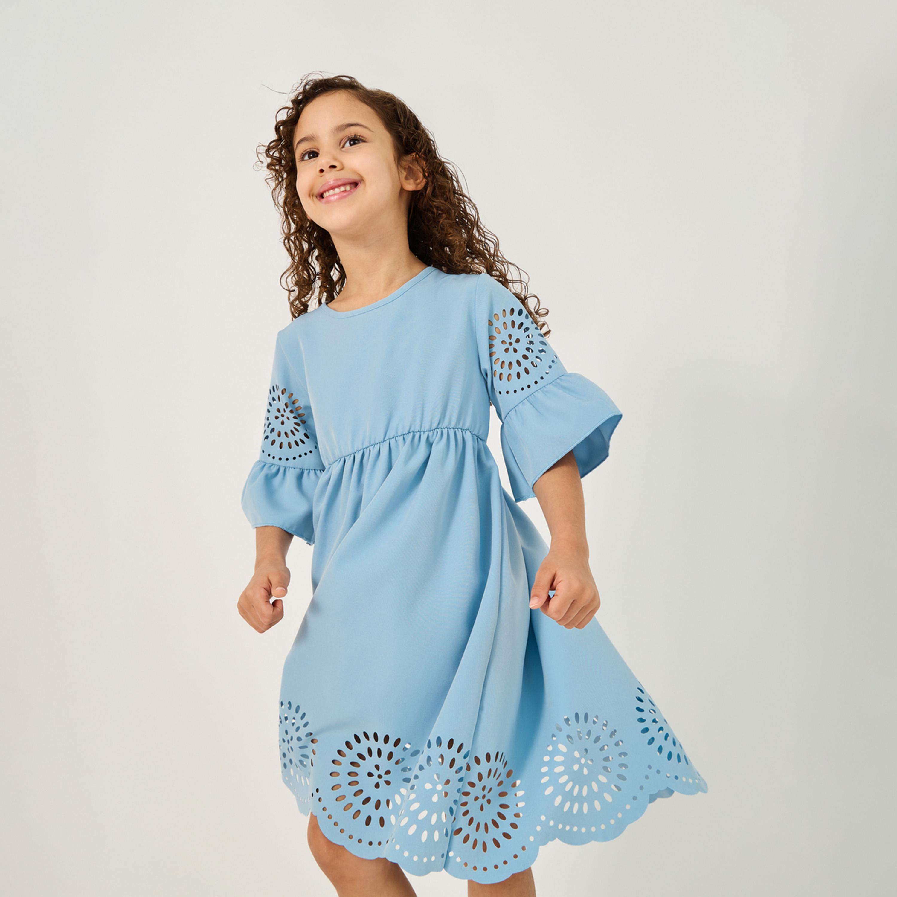 Styli Toddler Girls Laser Cut Design Dress-girls-clothing-dressesandjumpsuits-image-4