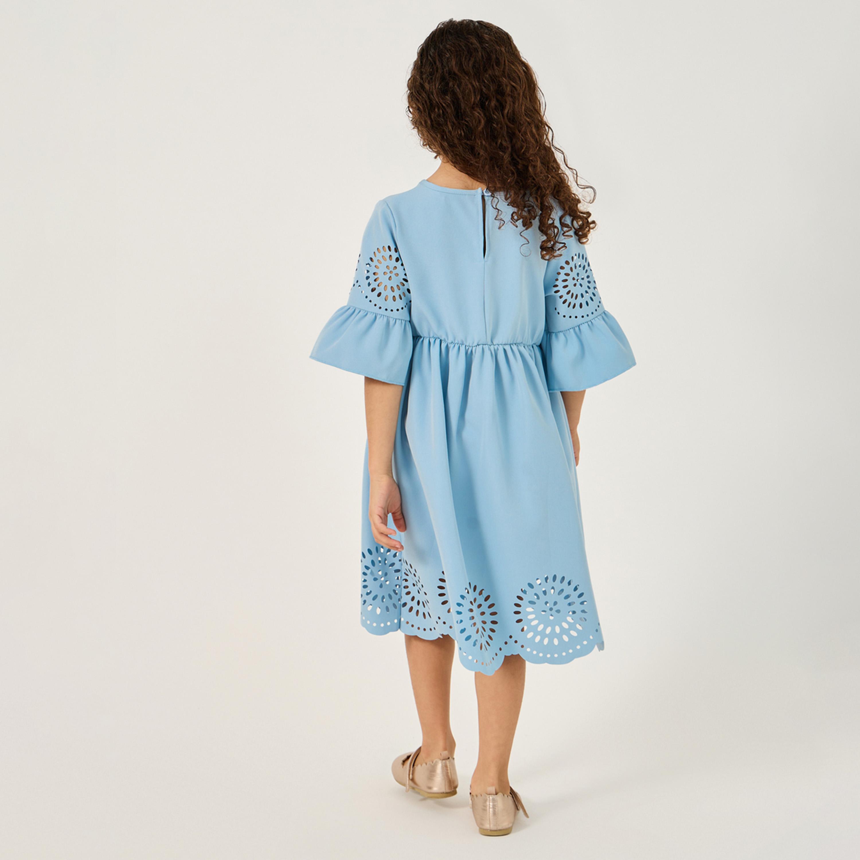 ستايلي - فستان بتصميم مقطوع بالليزر للبنات الصغيرات-girls-clothing-dressesandjumpsuits-image-6