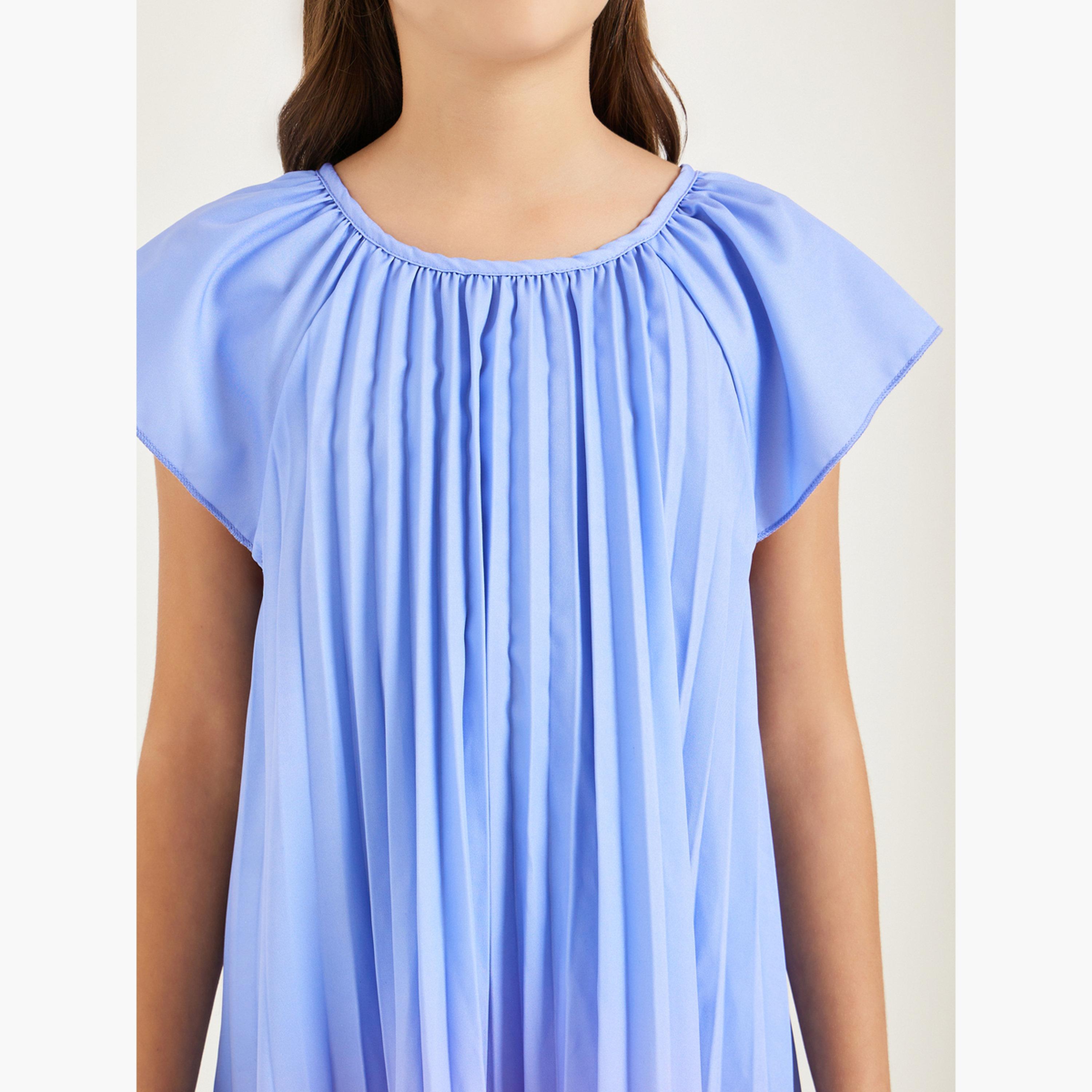 فستان ميدي بحافة واسعة بكسرات-girls-clothing-dressesandjumpsuits-image-3