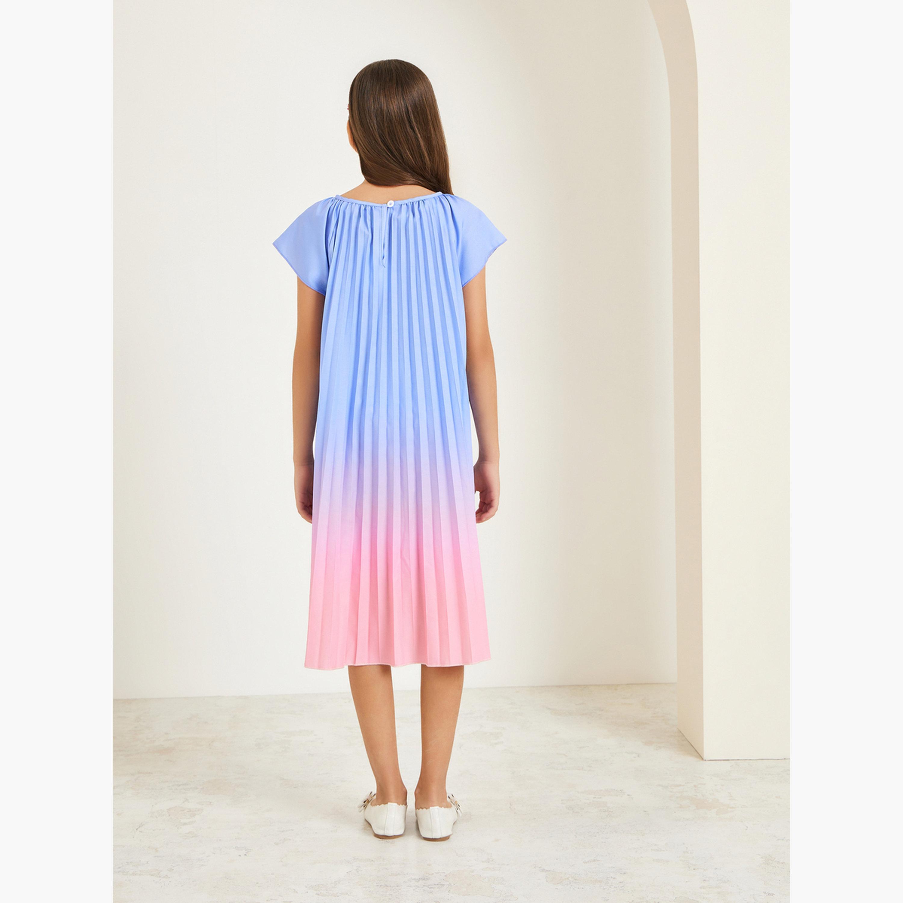 فستان ميدي بحافة واسعة بكسرات-girls-clothing-dressesandjumpsuits-image-4