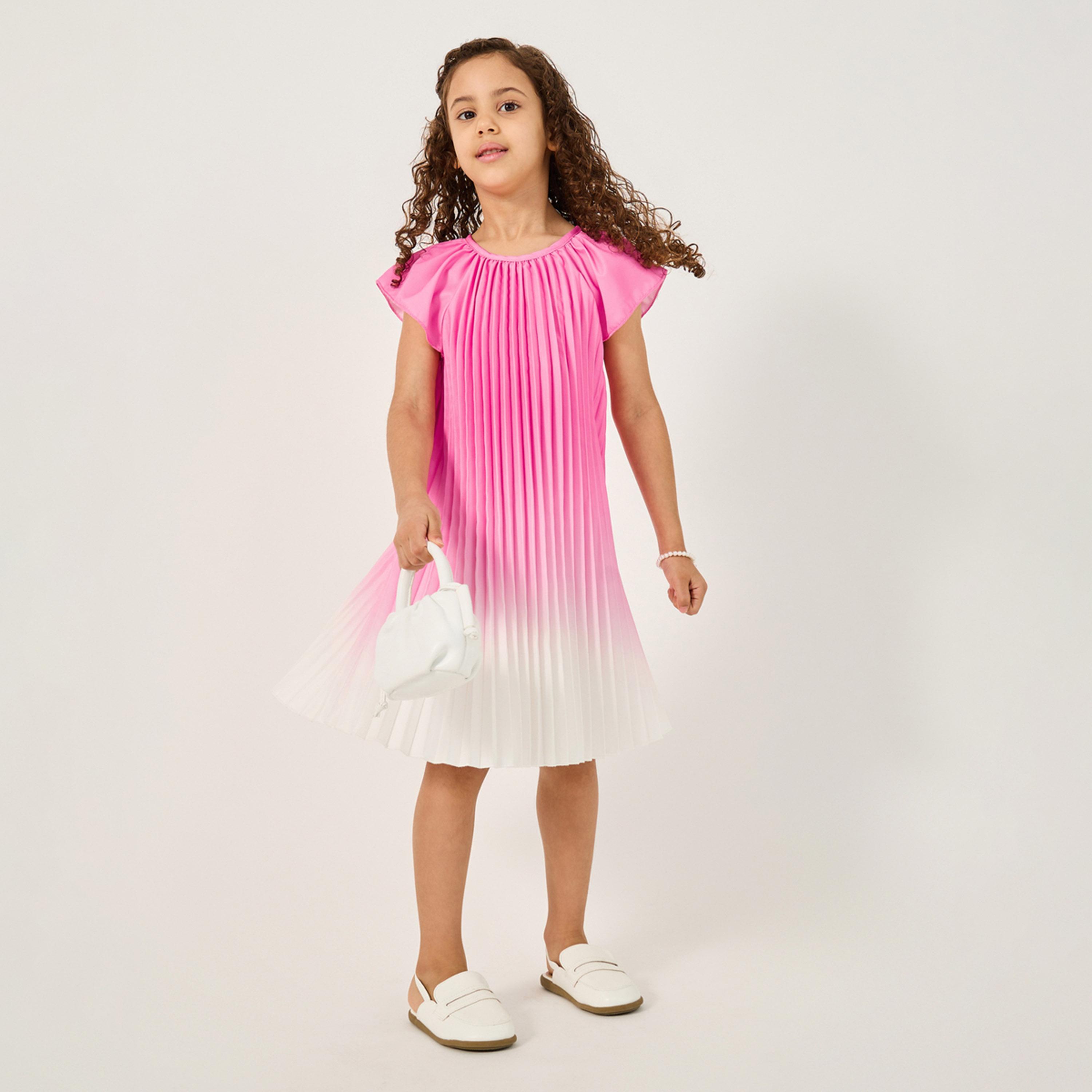 ستايلي - فستان مطوي بطبعات اومبري للبنات الصغار-girls-clothing-dressesandjumpsuits-image-2