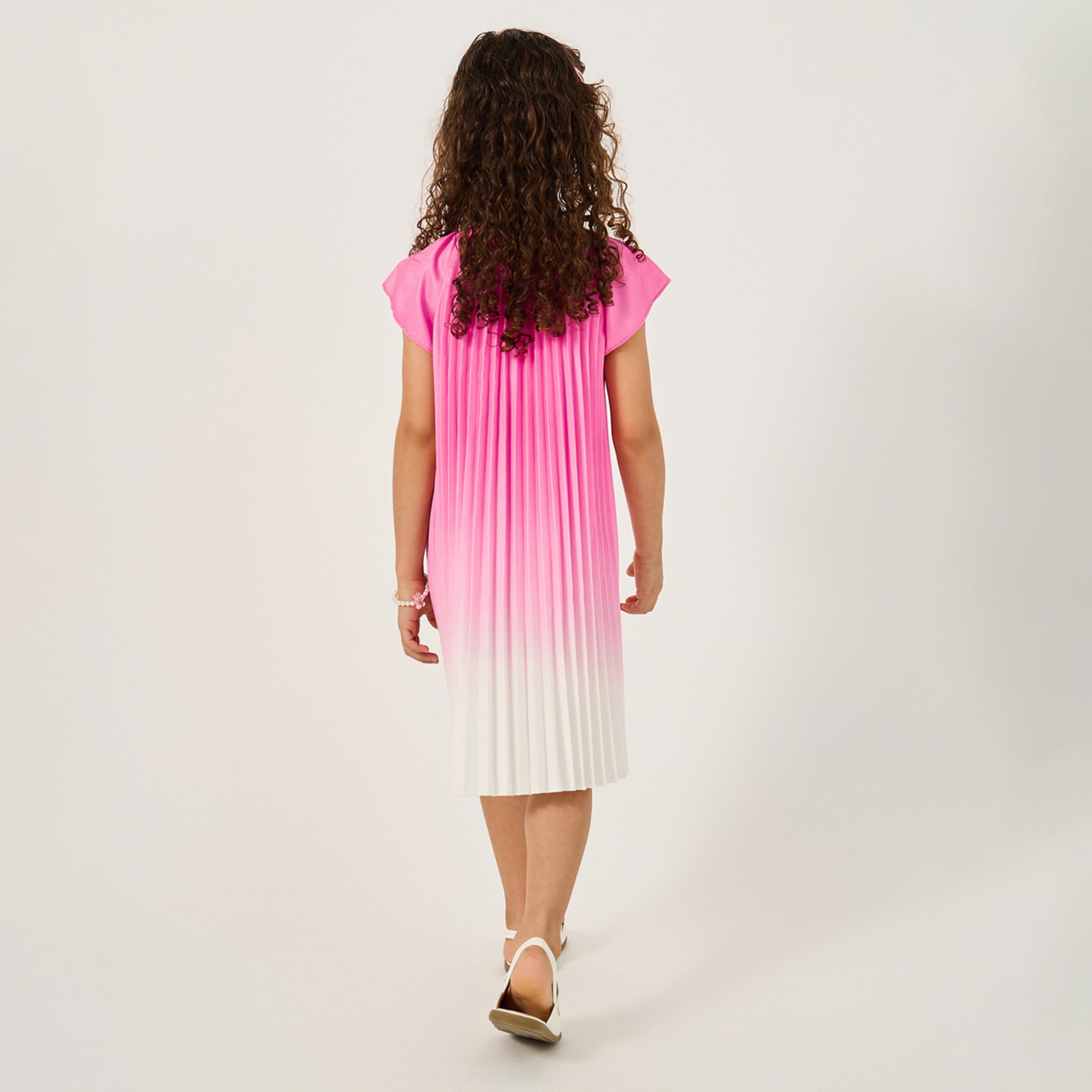 ستايلي - فستان مطوي بطبعات اومبري للبنات الصغار-girls-clothing-dressesandjumpsuits-image-4
