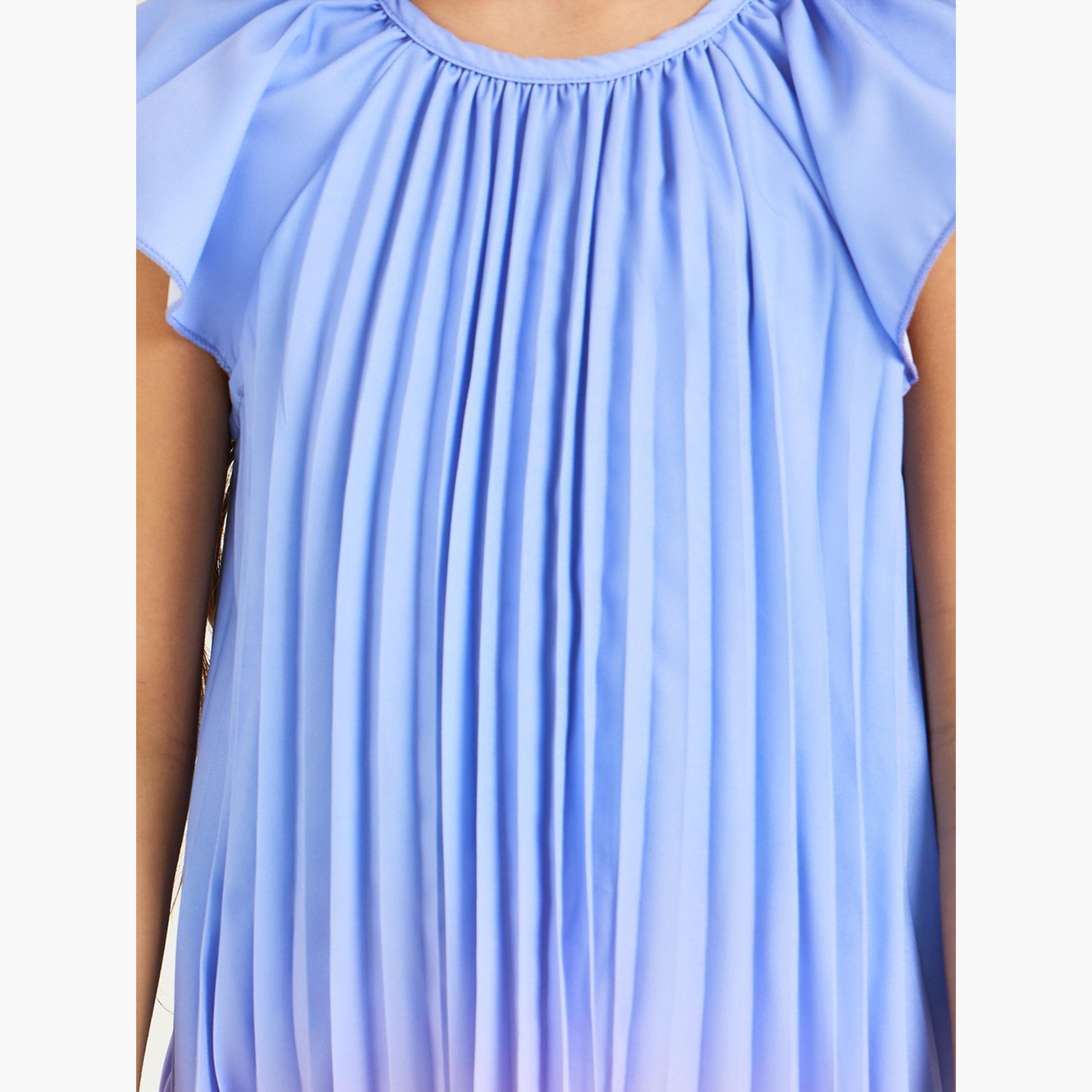 فستان ميدي بطيات وطبعة أومبري-girls-clothing-dressesandjumpsuits-image-3