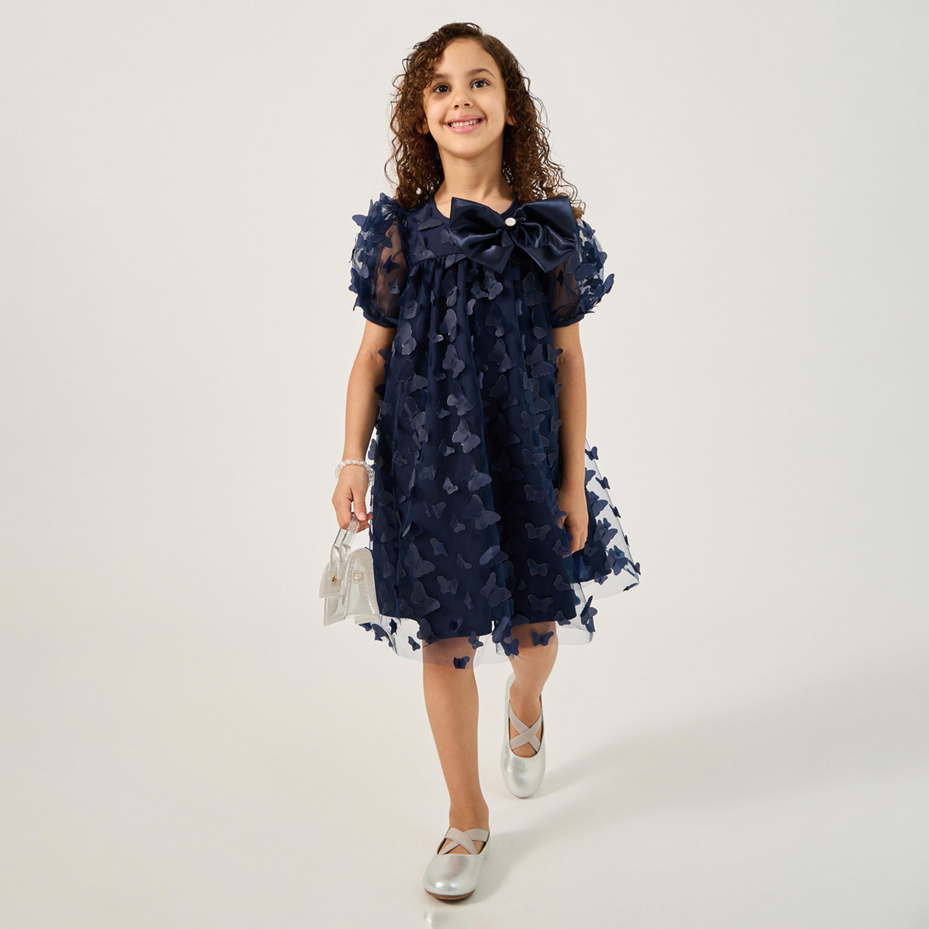Styli Limited Toddler Girls 3D Lace Applique Dress-girls-clothing-dressesandjumpsuits-image-1