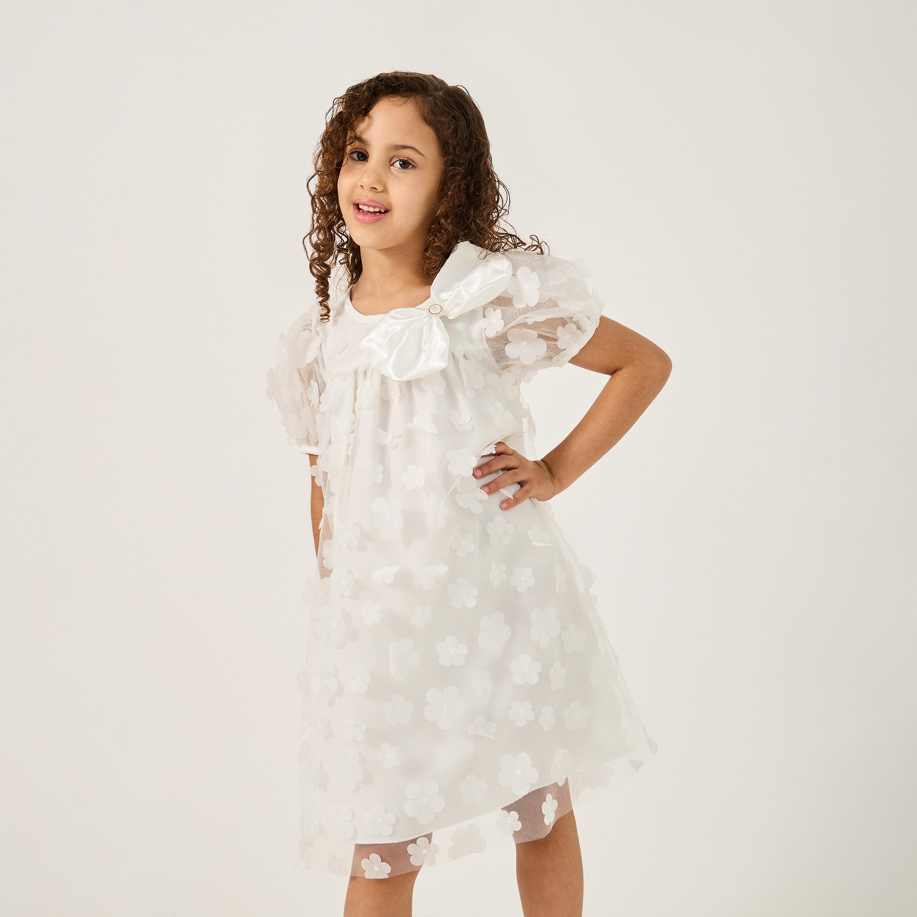 ستايلي - ليميتد - فستان بناتي صغير مزين بالدانتيل ثلاثي الأبعاد-girls-clothing-dressesandjumpsuits-image-2