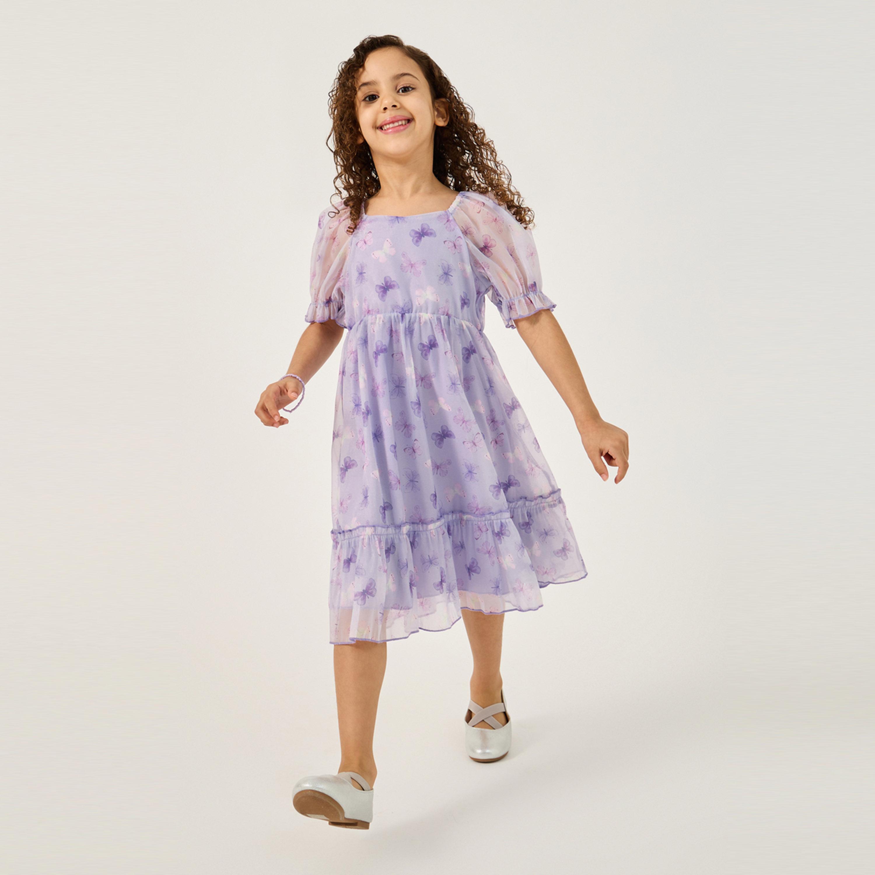 ستايلي - فستان أورجانزا مطبوع للفتيات الصغيرات-girls-clothing-dressesandjumpsuits-image-2