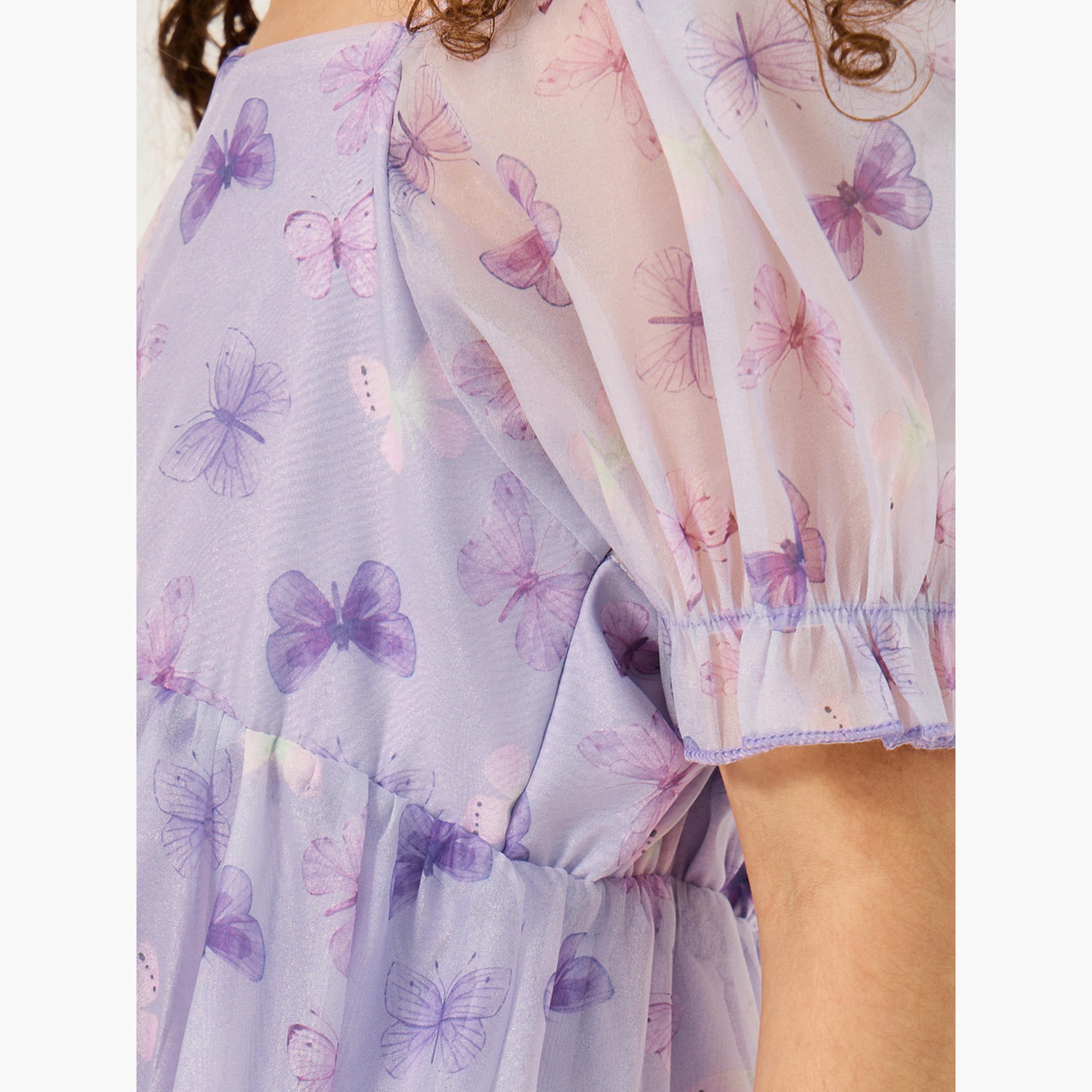 ستايلي - فستان أورجانزا مطبوع للفتيات الصغيرات-girls-clothing-dressesandjumpsuits-image-3