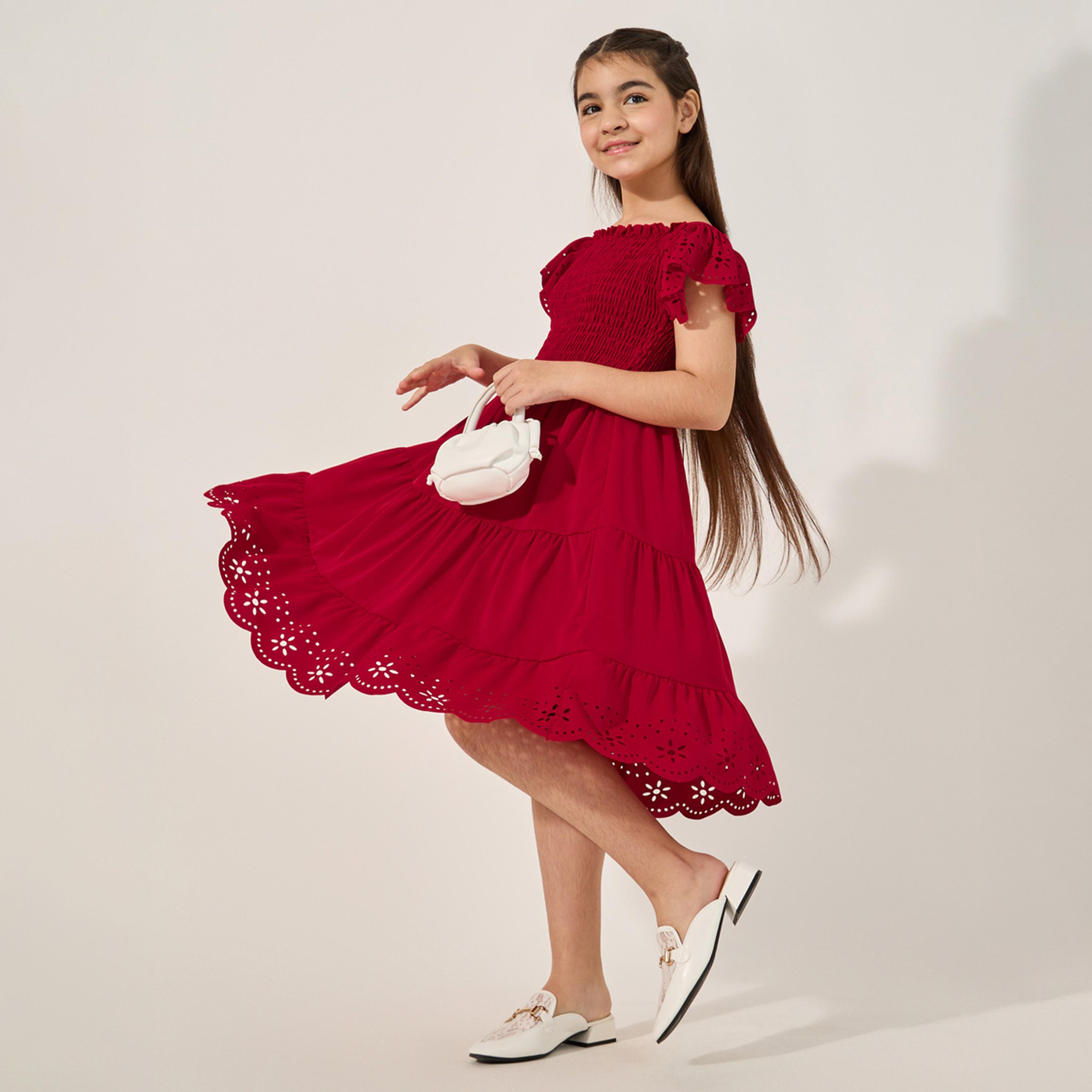 Styli Teen Girls Dress With Laser Cut Design-girls-clothing-dressesandjumpsuits-image-1