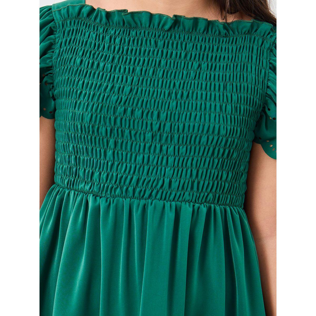 Styli Laser Cut Detail Smocked Tiered Dress-girls-clothing-dressesandjumpsuits-image-3