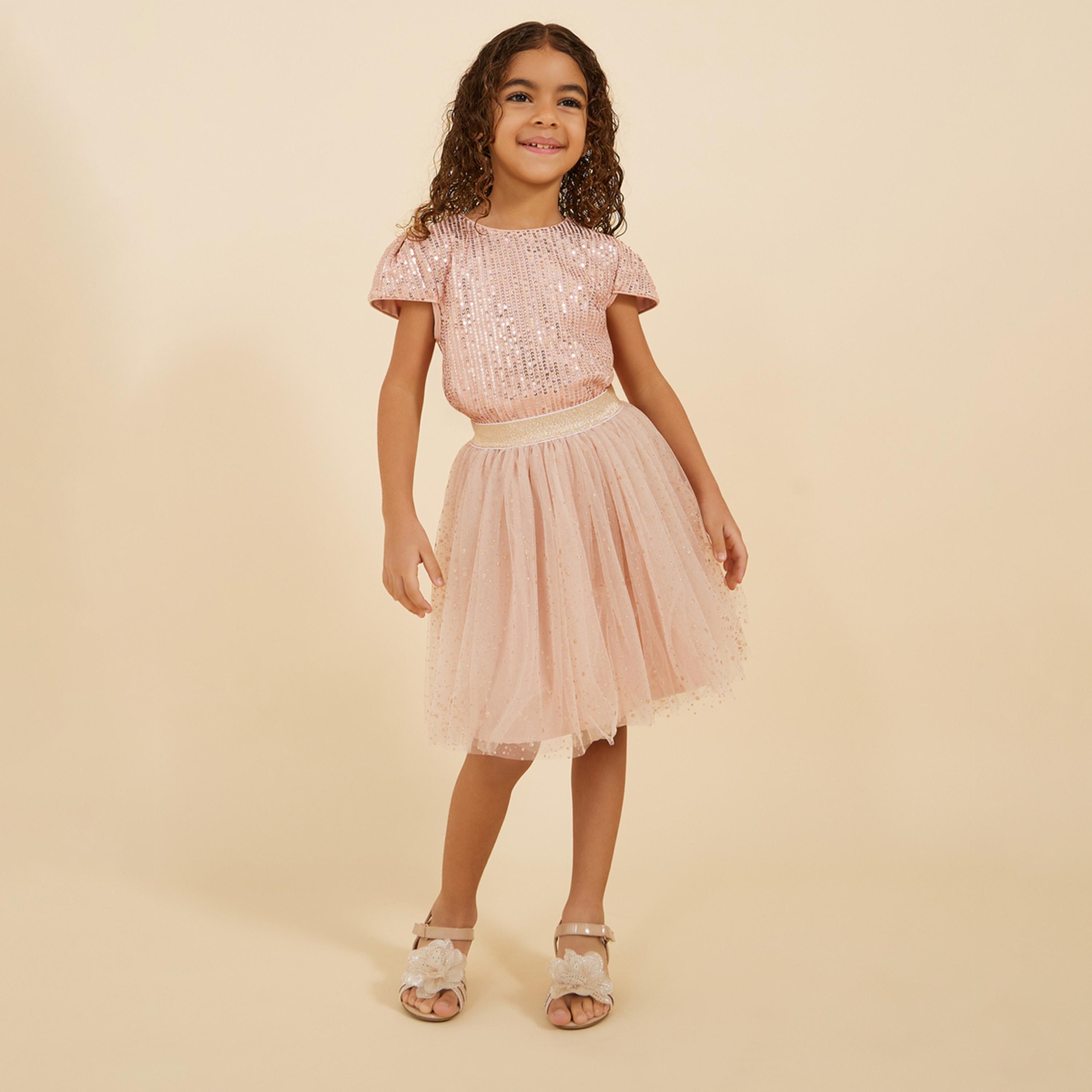 ستايلي - ليميتد - بلوزة وتنورة للبنات الصغار مزينة بالترتر-girls-clothing-setsandcoords-image-1