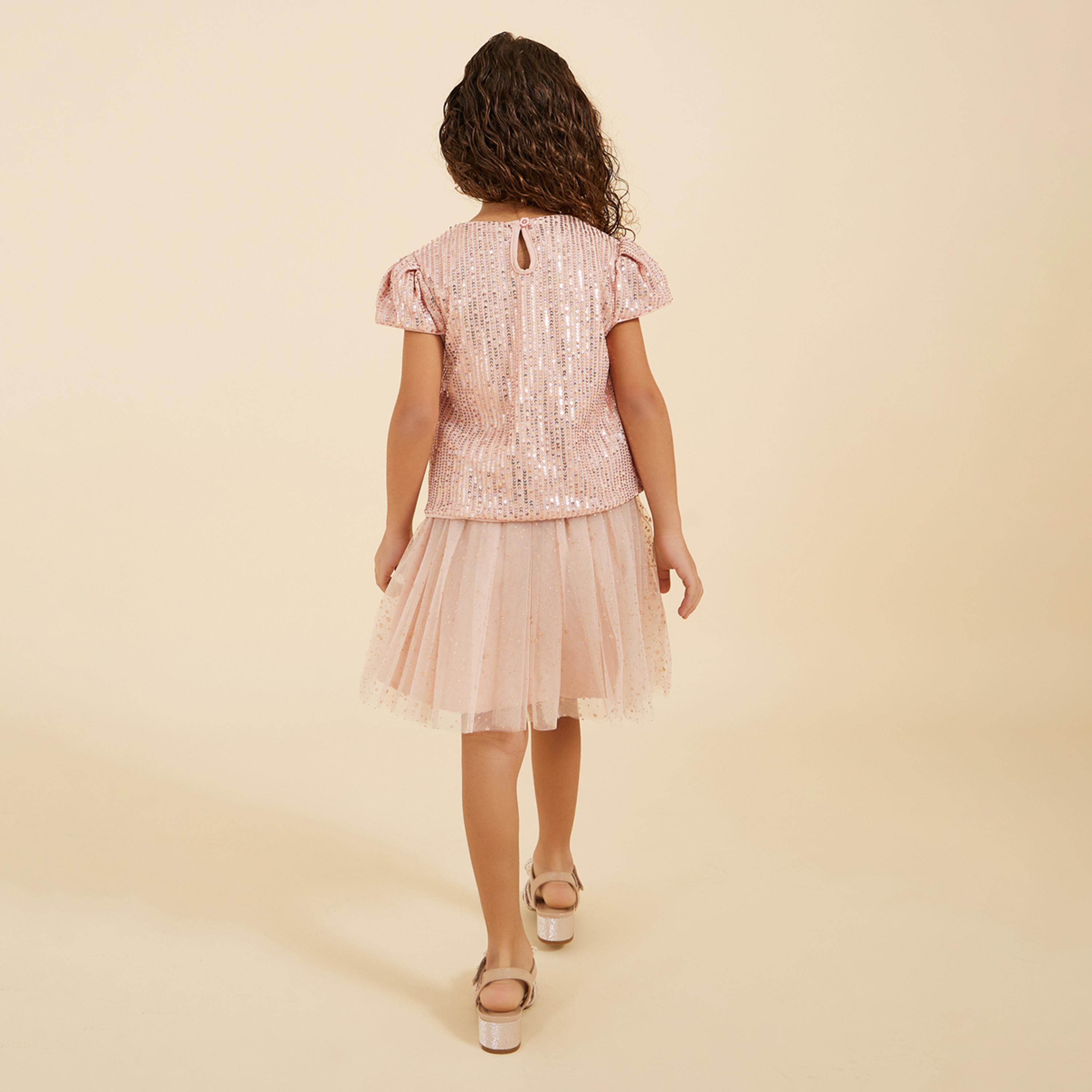 ستايلي - ليميتد - بلوزة وتنورة للبنات الصغار مزينة بالترتر-girls-clothing-setsandcoords-image-5