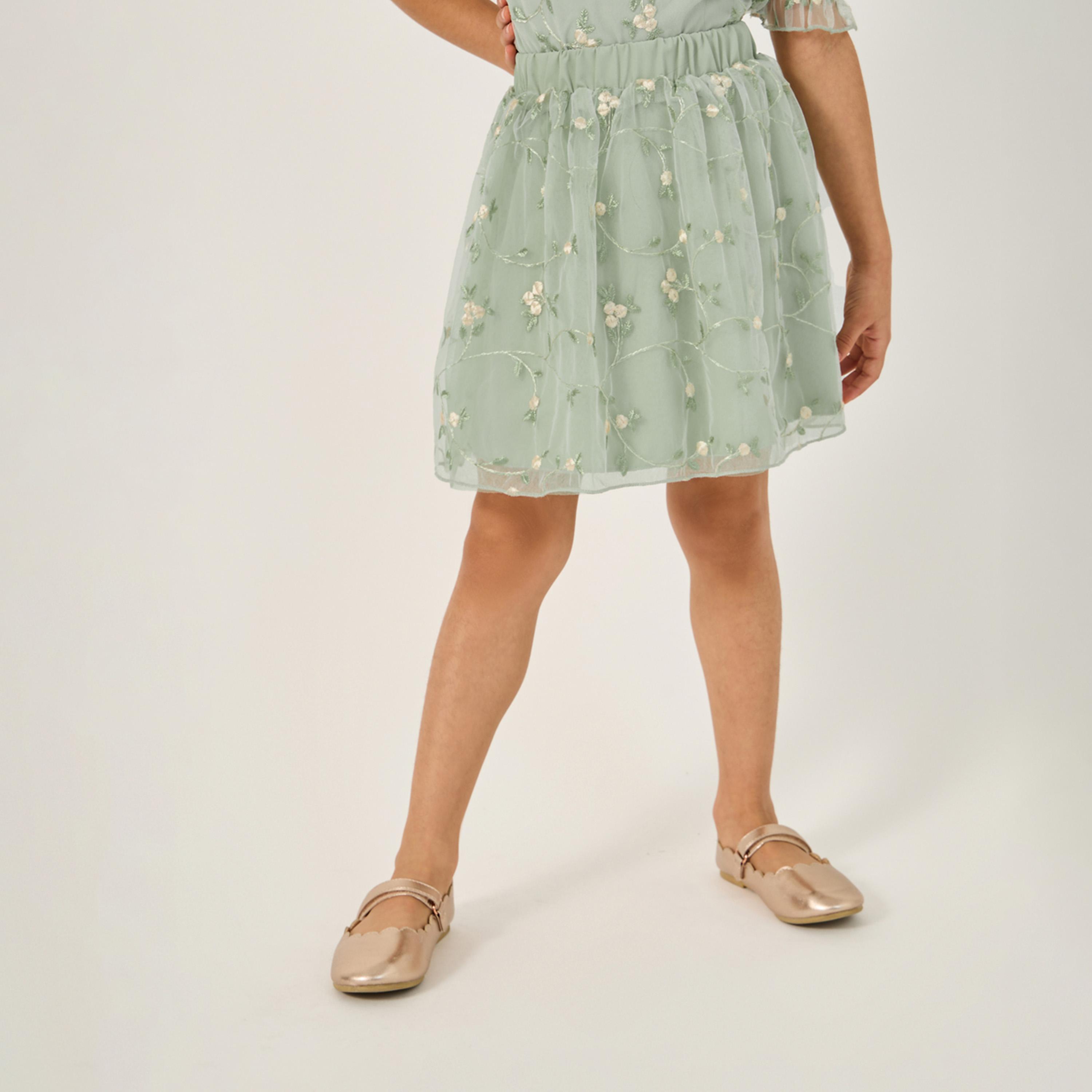 ستايلي - ليميتد - طقم تنورة وقميص للبنات الصغار مع تطريز-girls-clothing-setsandcoords-image-4