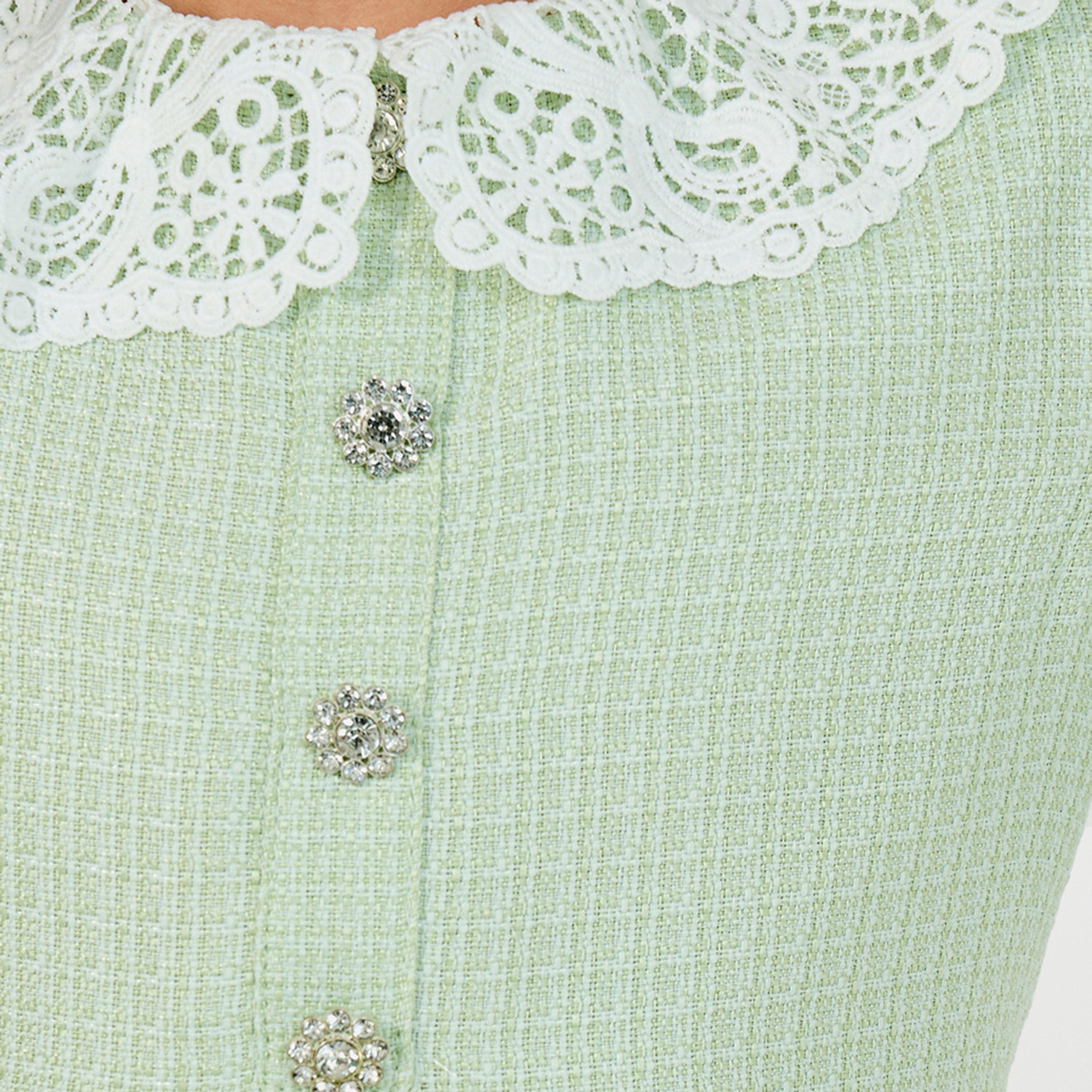 Styli Tweed Peter Pan Lace Collar Ruffle Hem Dress-girls-clothing-dressesandjumpsuits-image-3