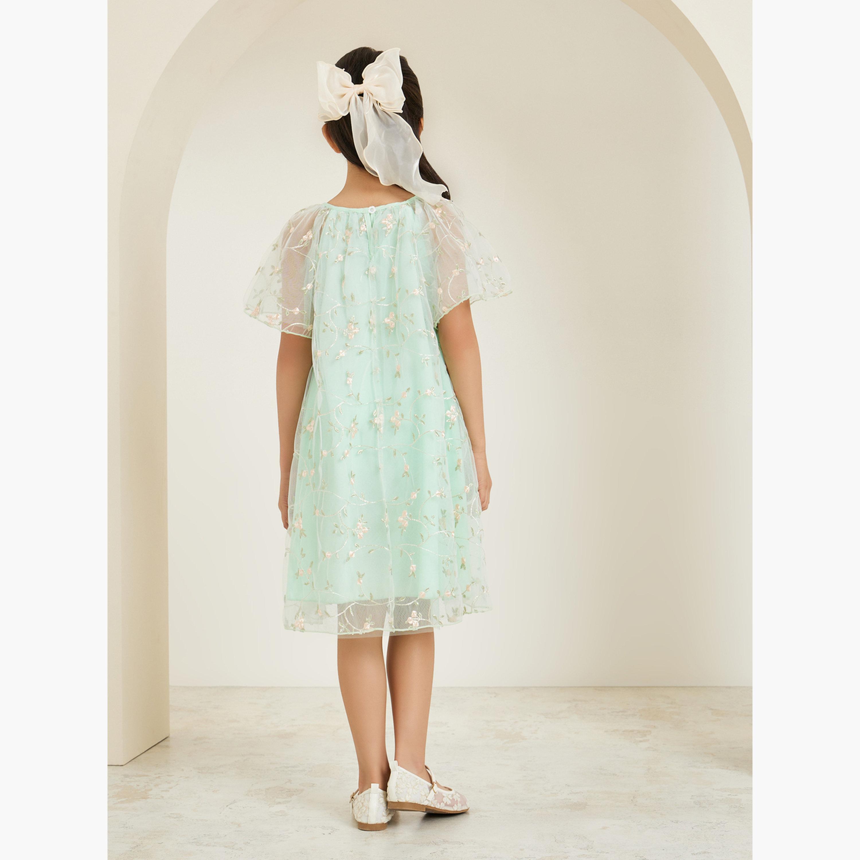 فستان شبكي بتطريز أزهار-girls-clothing-dressesandjumpsuits-image-4