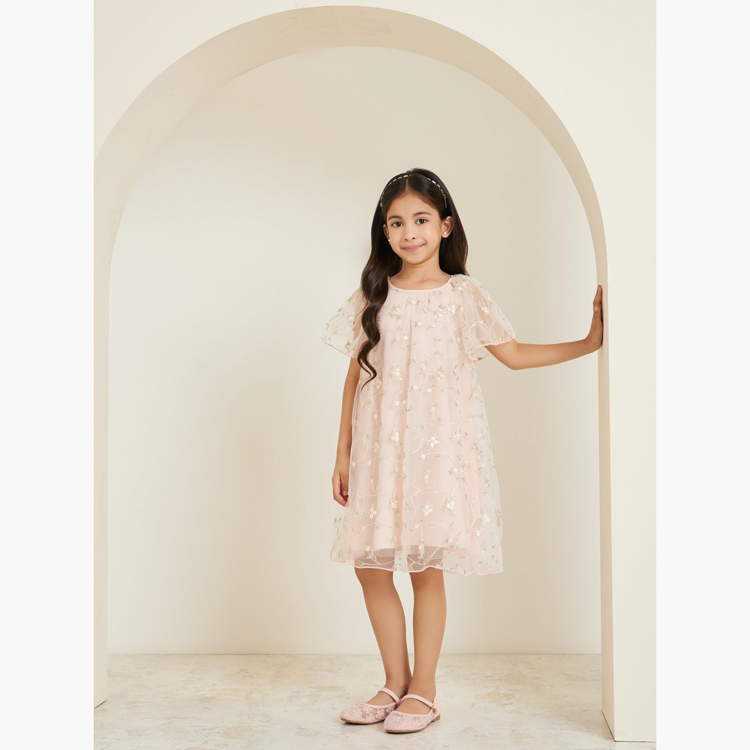 فستان شبكي بتطريز أزهار-girls-clothing-dressesandjumpsuits-image-2