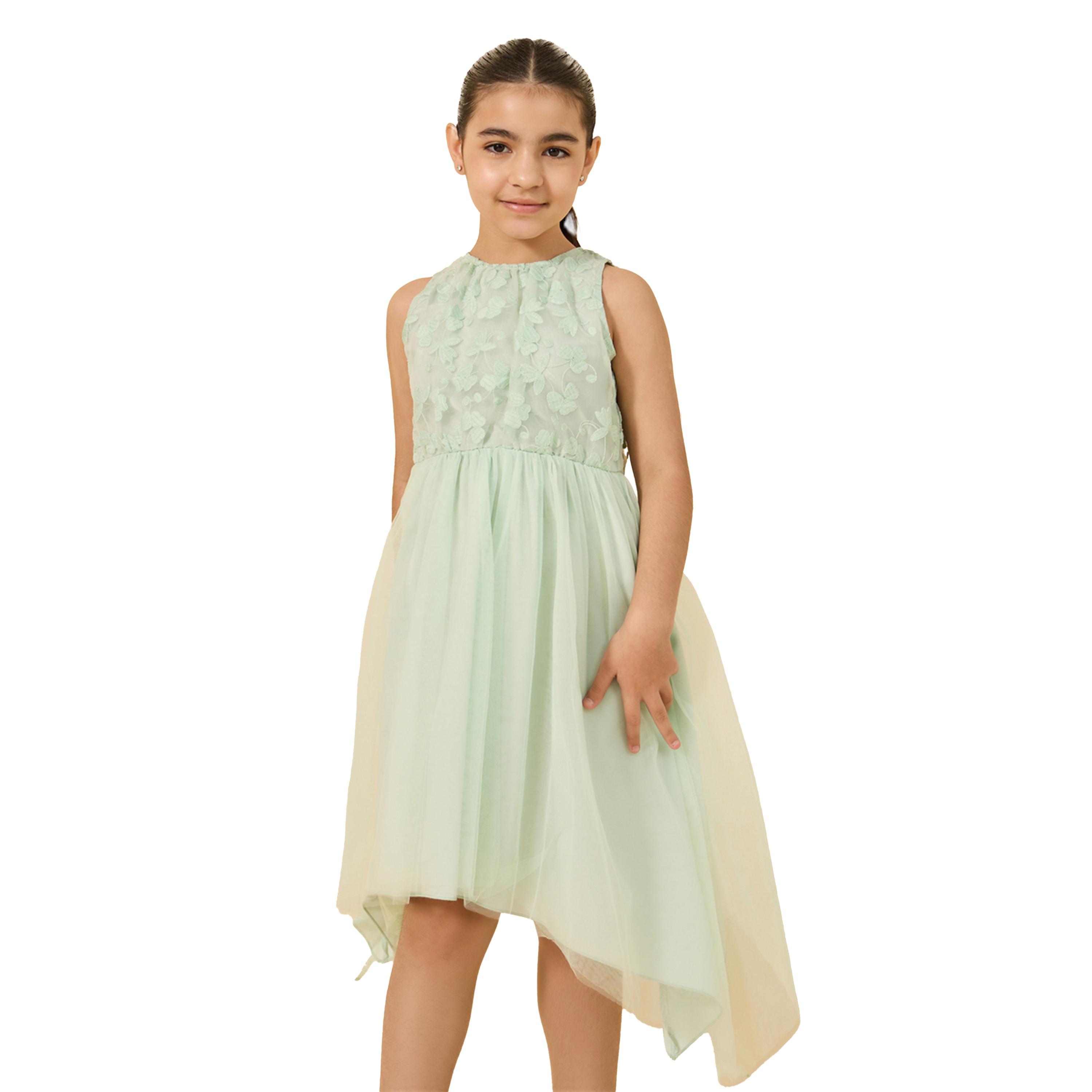 ستايلي - فستان مورد بدون أكمام بتصميم طويل من الخلف-girls-clothing-dressesandjumpsuits-image-2