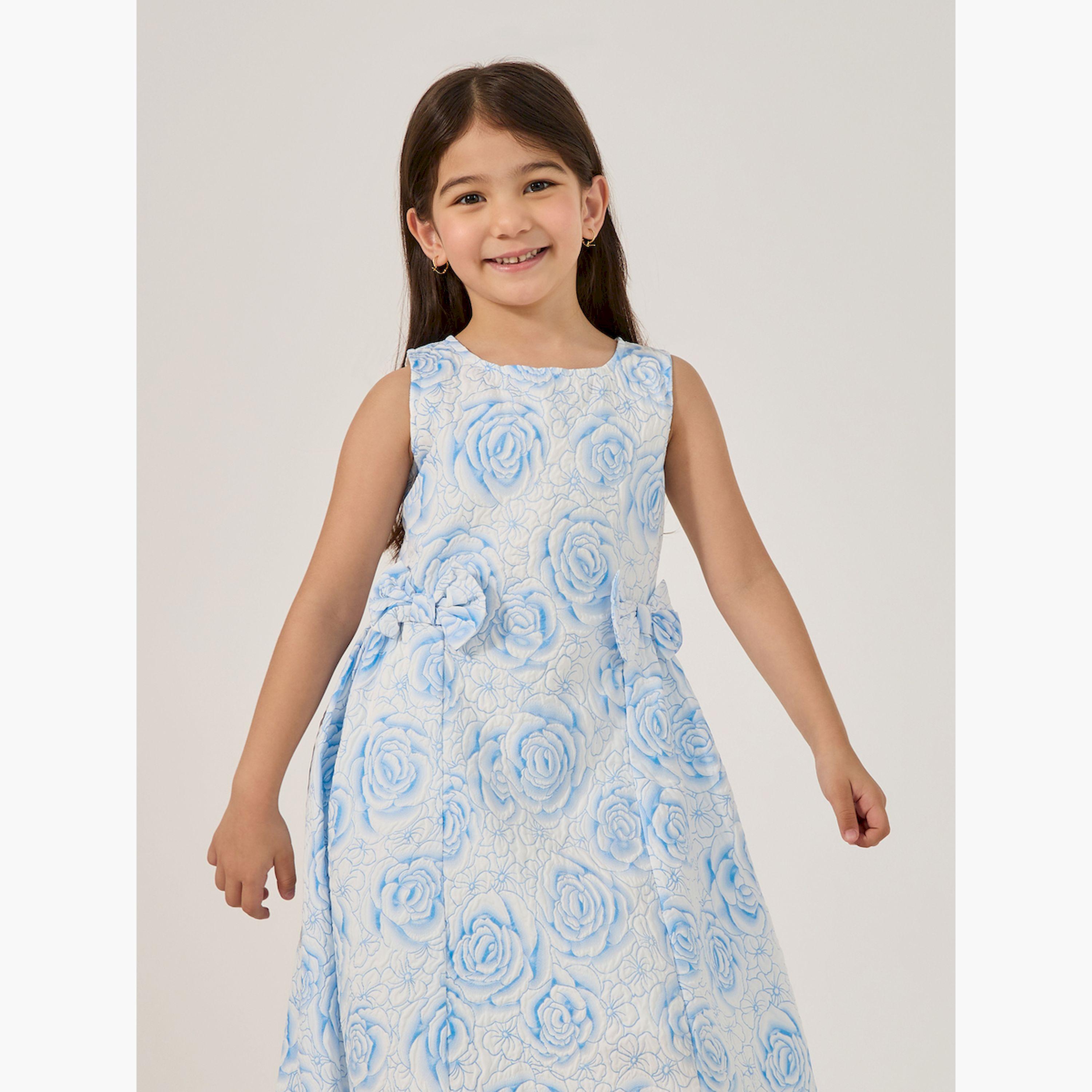Styli All-Over Print Sleeveless Dress with Side Bow Detail-girls-clothing-dressesandjumpsuits-image-2