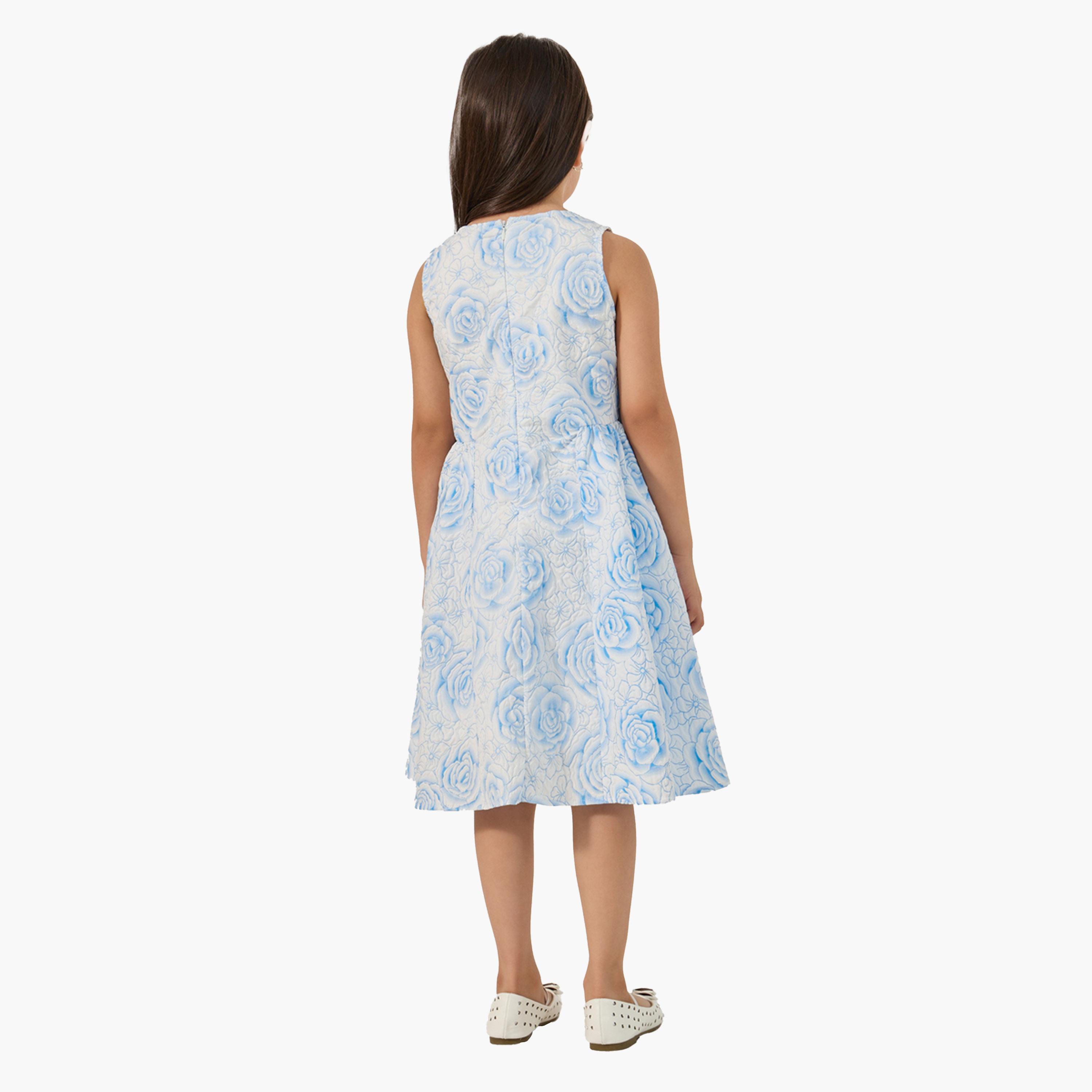 Styli All-Over Print Sleeveless Dress with Side Bow Detail-girls-clothing-dressesandjumpsuits-image-4