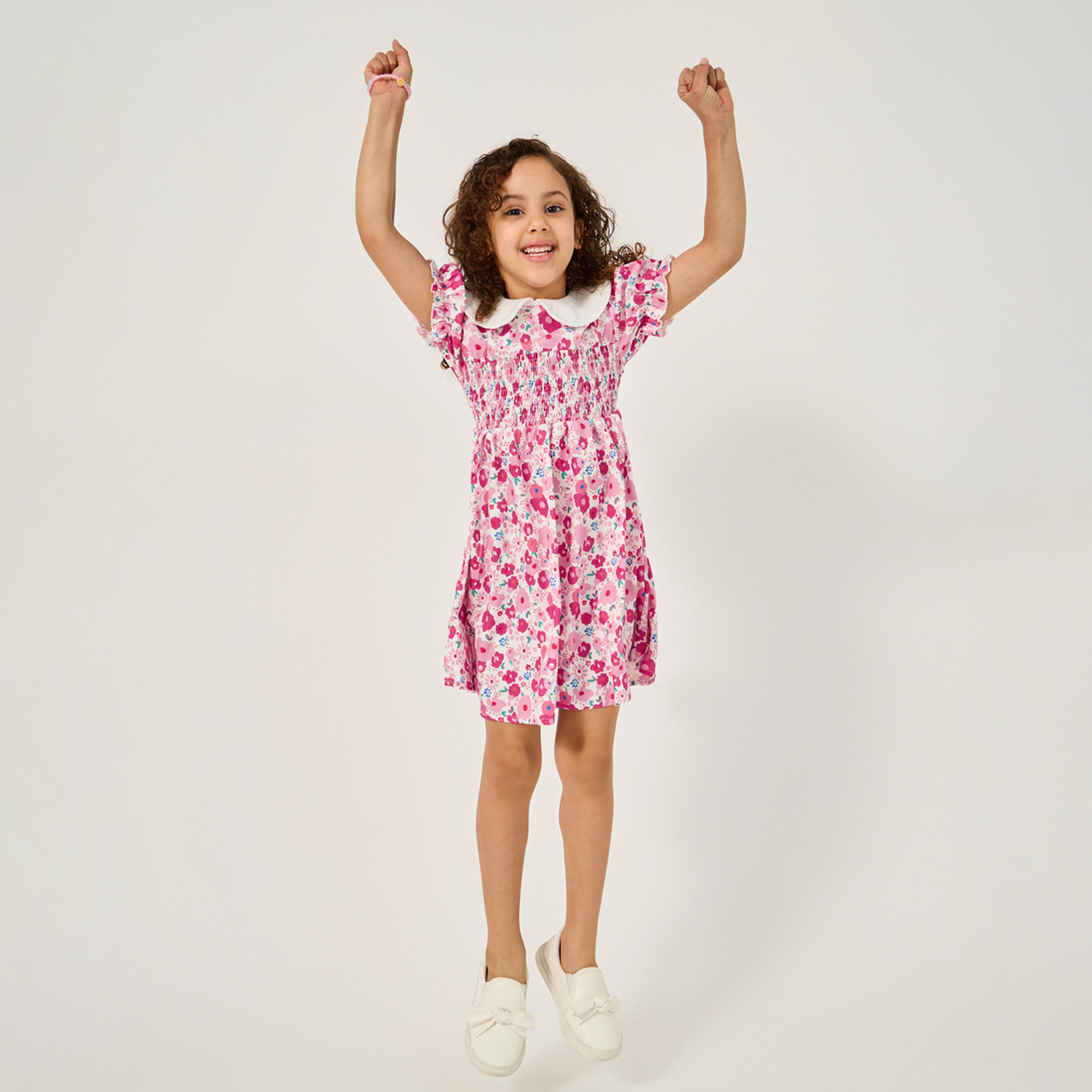 ستايلي - فستان مطبوع بياقة للفتيات الصغيرات-girls-clothing-dressesandjumpsuits-image-1