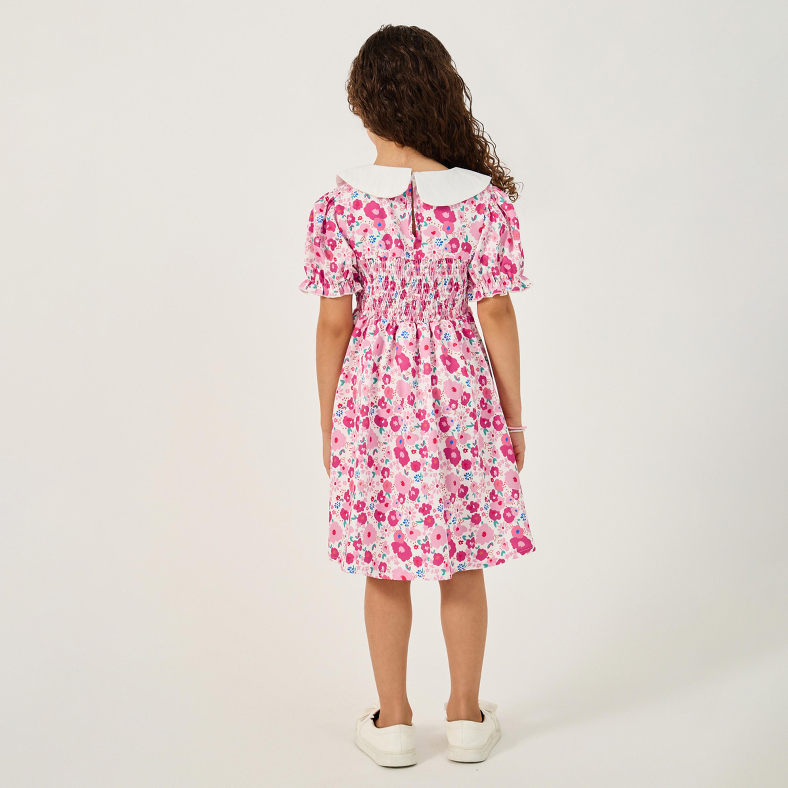 ستايلي - فستان مطبوع بياقة للفتيات الصغيرات-girls-clothing-dressesandjumpsuits-image-4