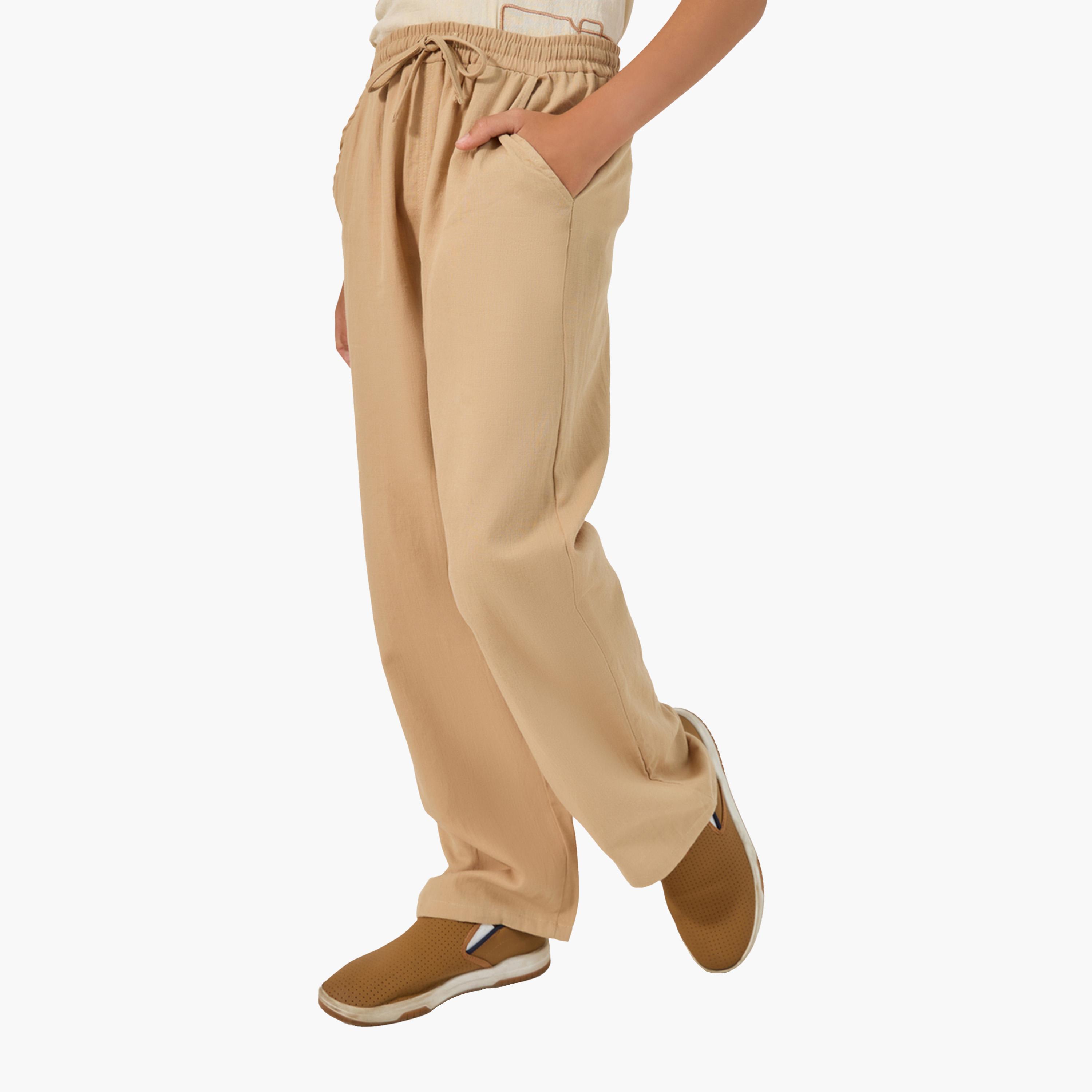 Styli Relaxed Fit Linen Pants with Drawstring-boys-clothing-bottoms-trousers-image-1