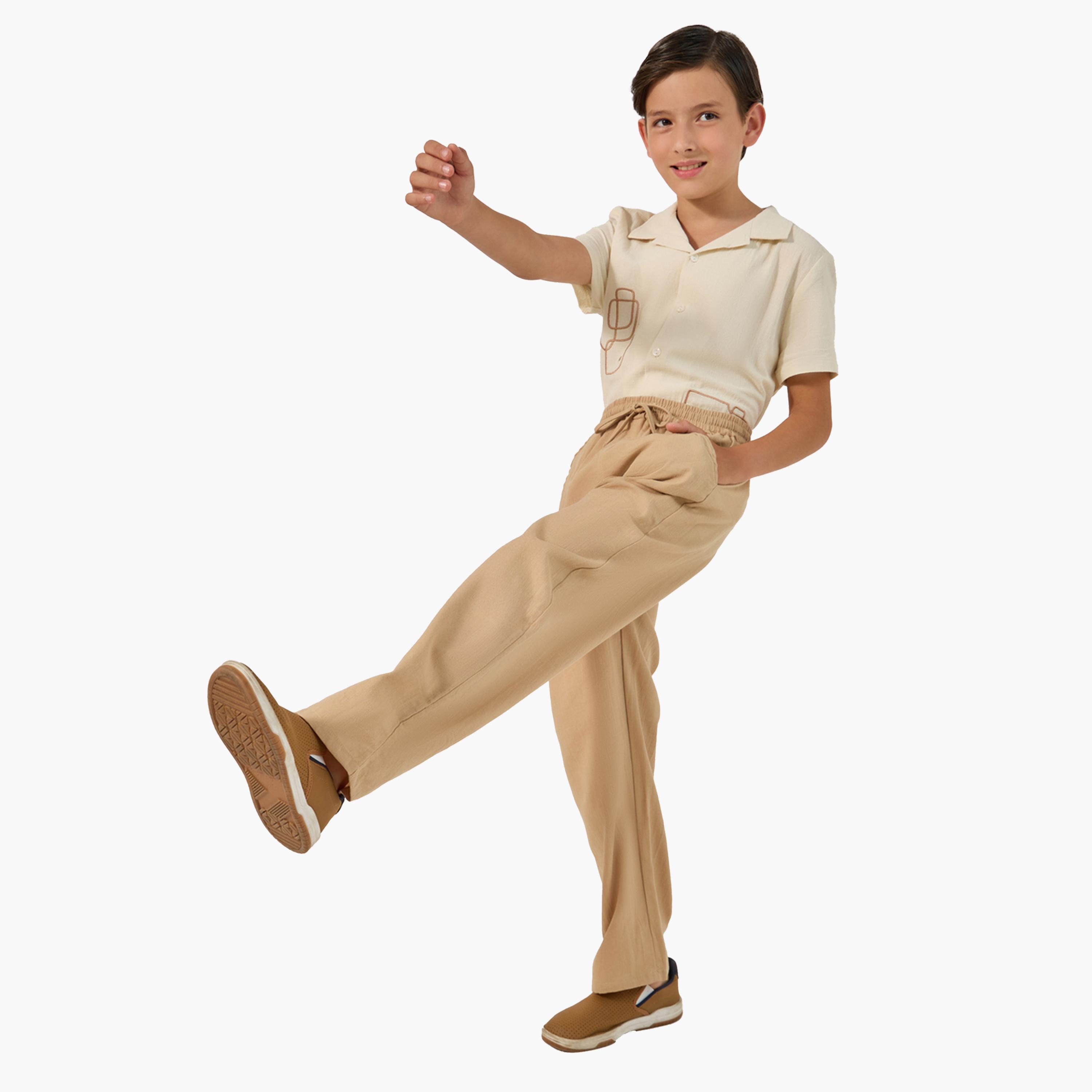 Styli Relaxed Fit Linen Pants with Drawstring-boys-clothing-bottoms-trousers-image-2