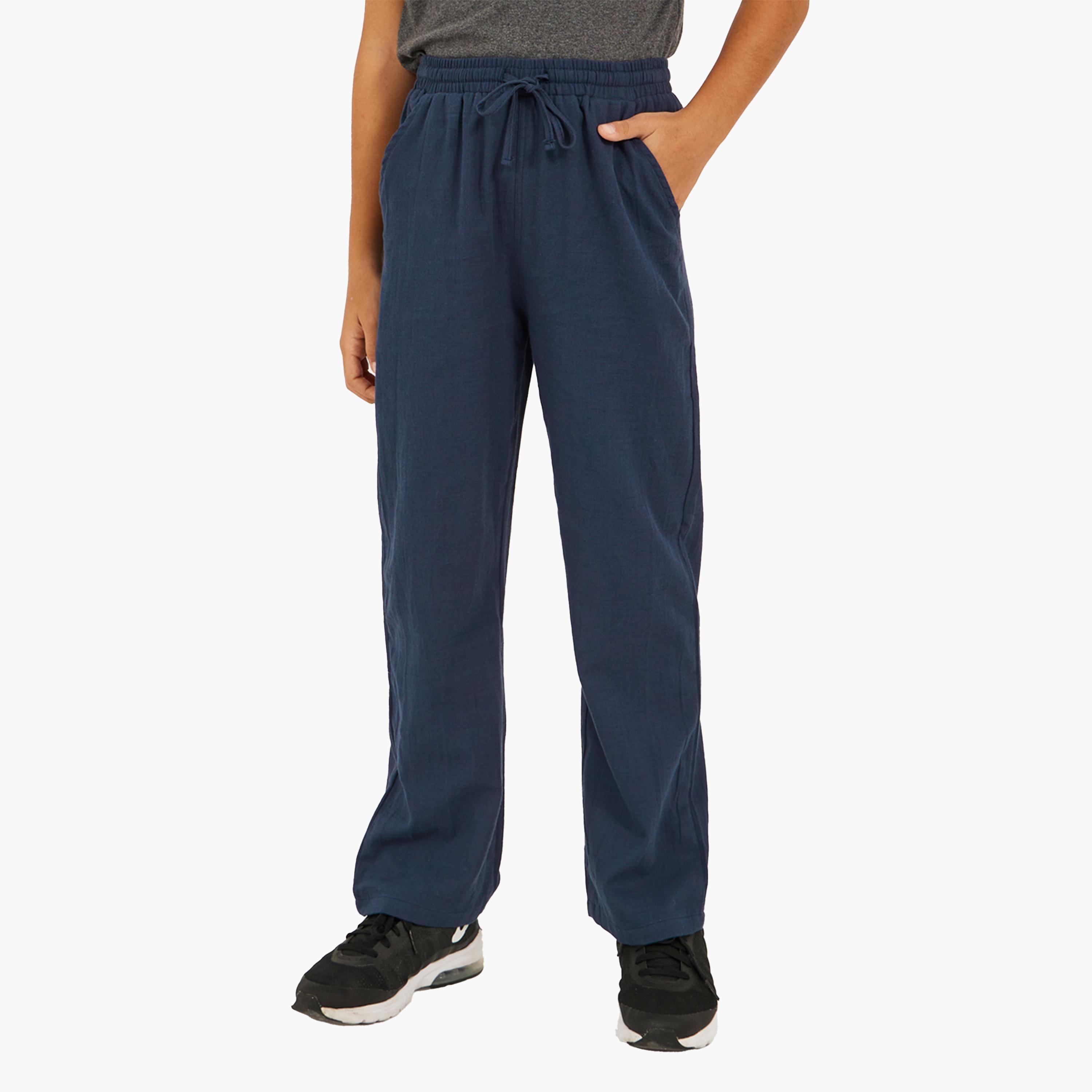 Styli Solid Drawstring Waist Relaxed Pants-boys-clothing-bottoms-trousers-image-1