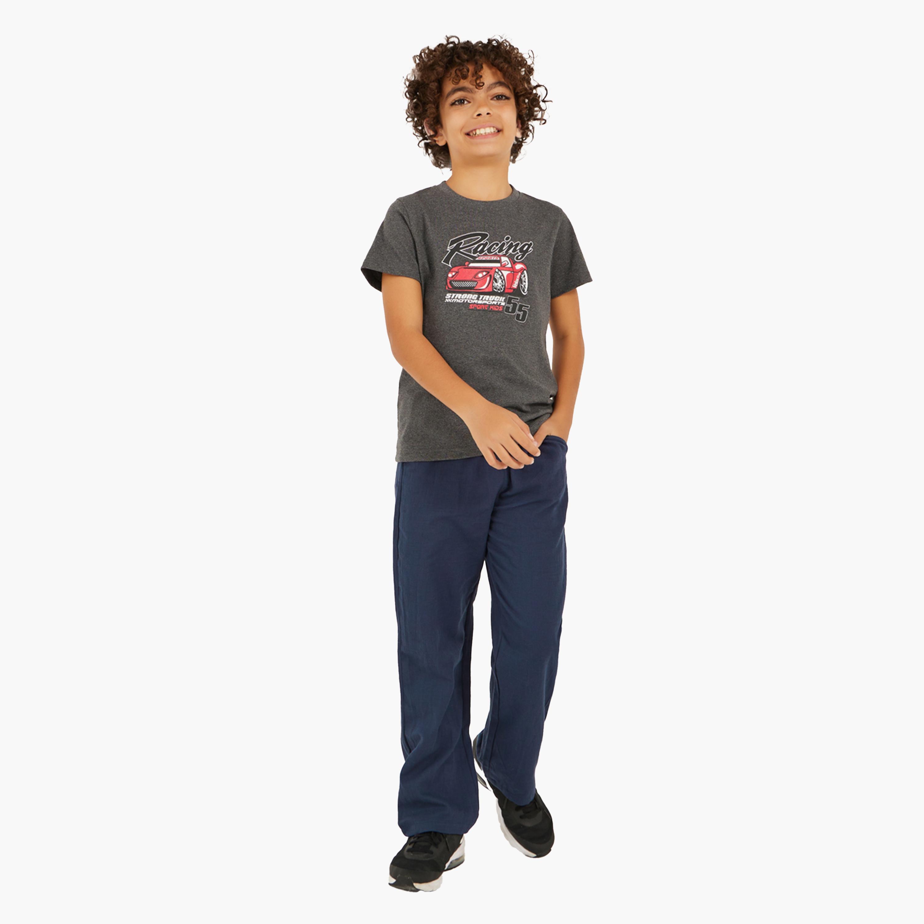 Styli Solid Drawstring Waist Relaxed Pants-boys-clothing-bottoms-trousers-image-2