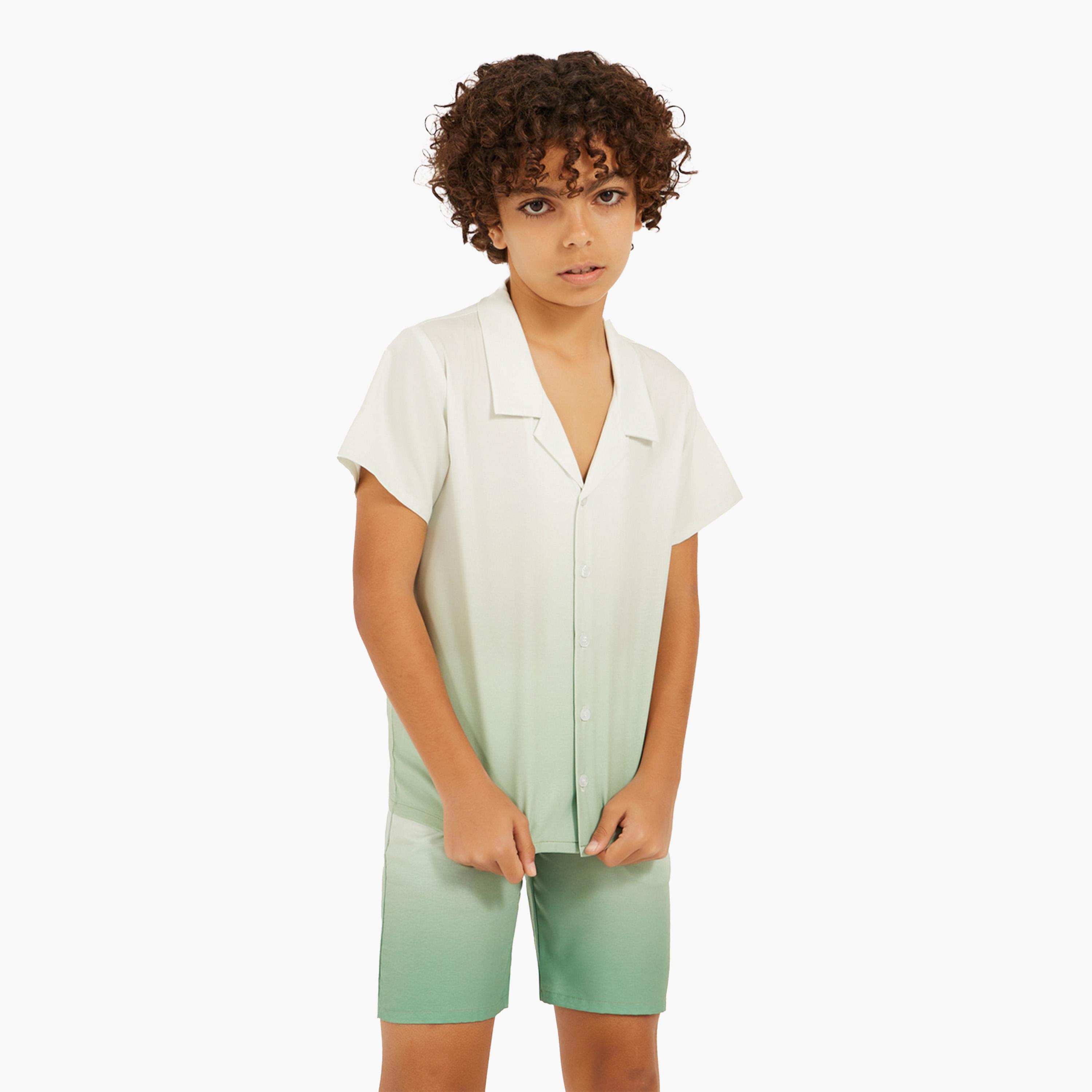ستايلي-  طقم قميص وشورت قطني مطبوع بصبغة الغمس-boys-clothing-setsandcoords-image-1