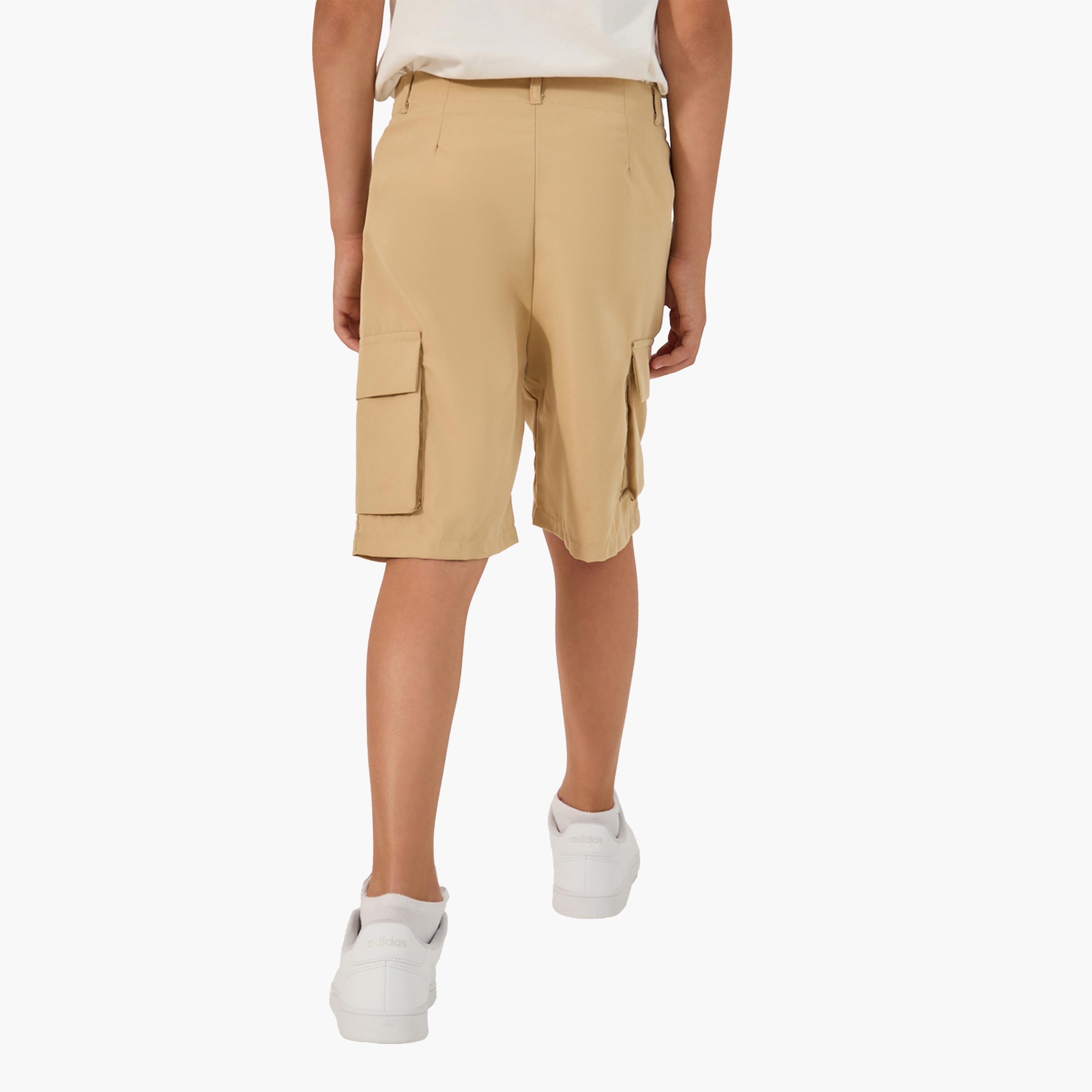 Styli Solid Shorts with Cargo Pockets-boys-clothing-bottoms-shorts-image-4