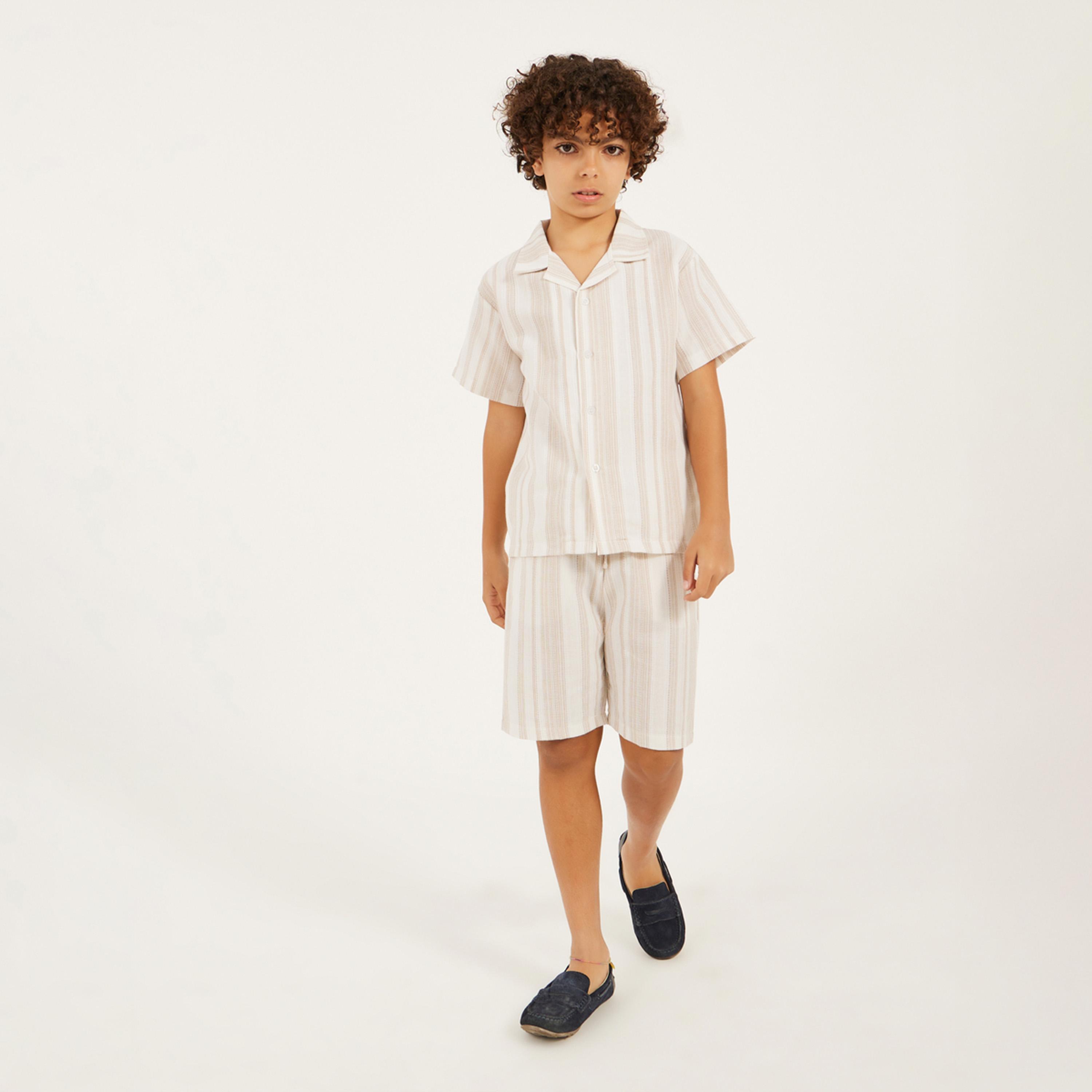 ستايلي - ليميتد - طقم قميص وشورت مزخرف للأولاد المراهقين-boys-clothing-setsandcoords-image-1