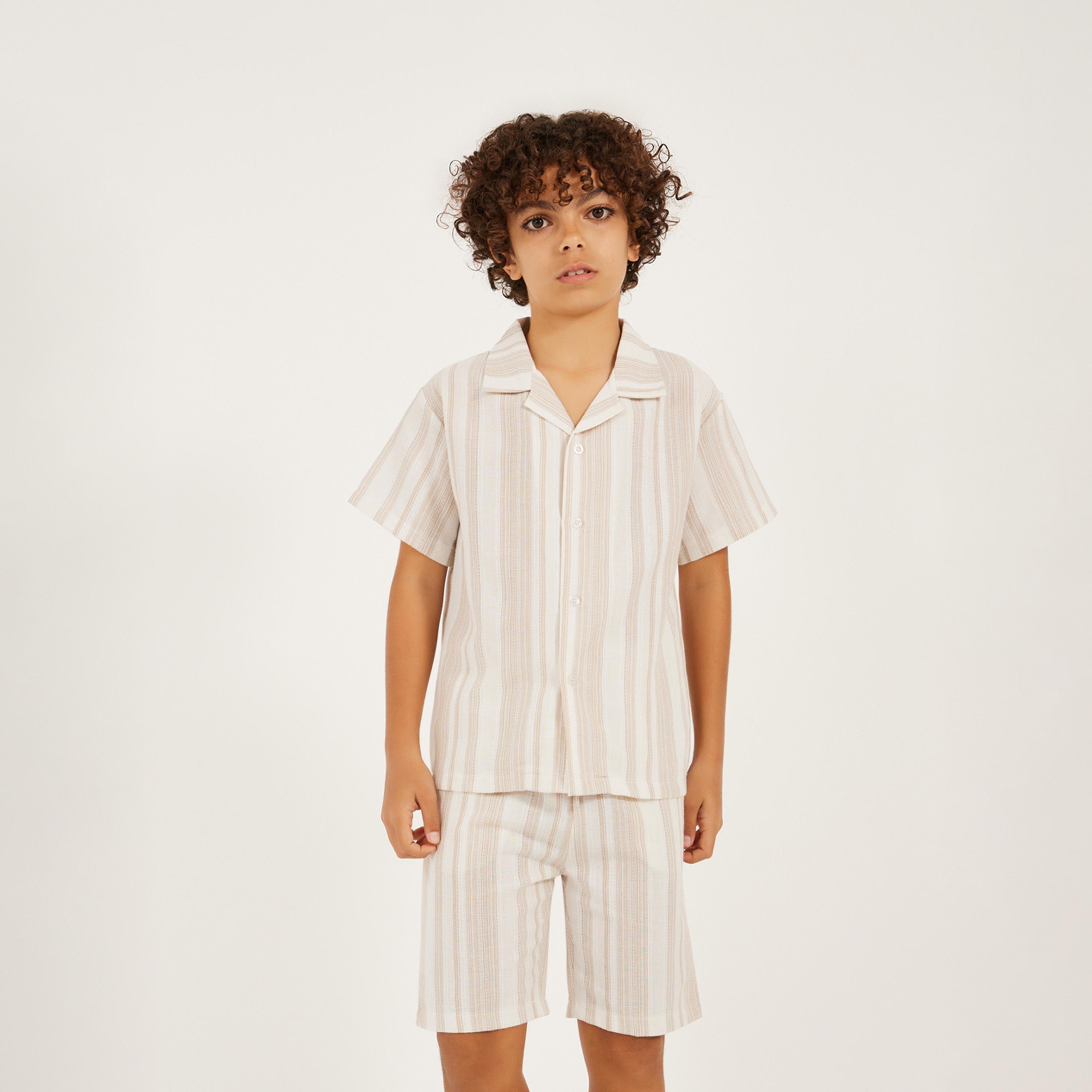 ستايلي - ليميتد - طقم قميص وشورت مزخرف للأولاد المراهقين-boys-clothing-setsandcoords-image-2