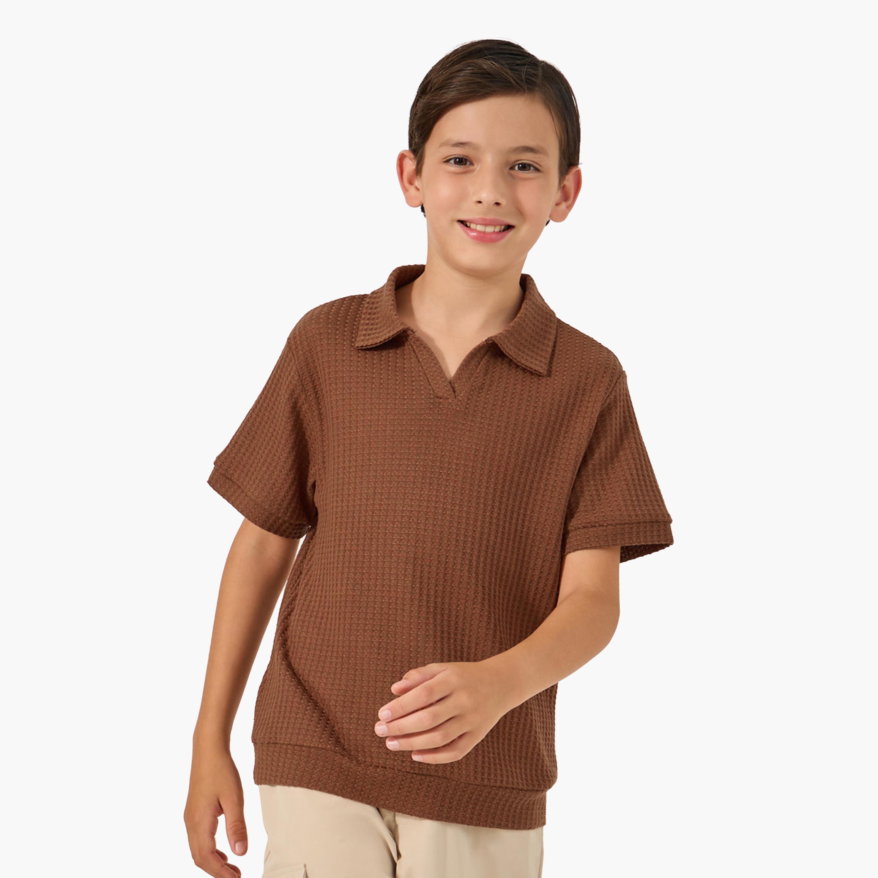 Styli Textured Polo Neck T-Shirt-boys-clothing-tshirtsandpolos-image-1