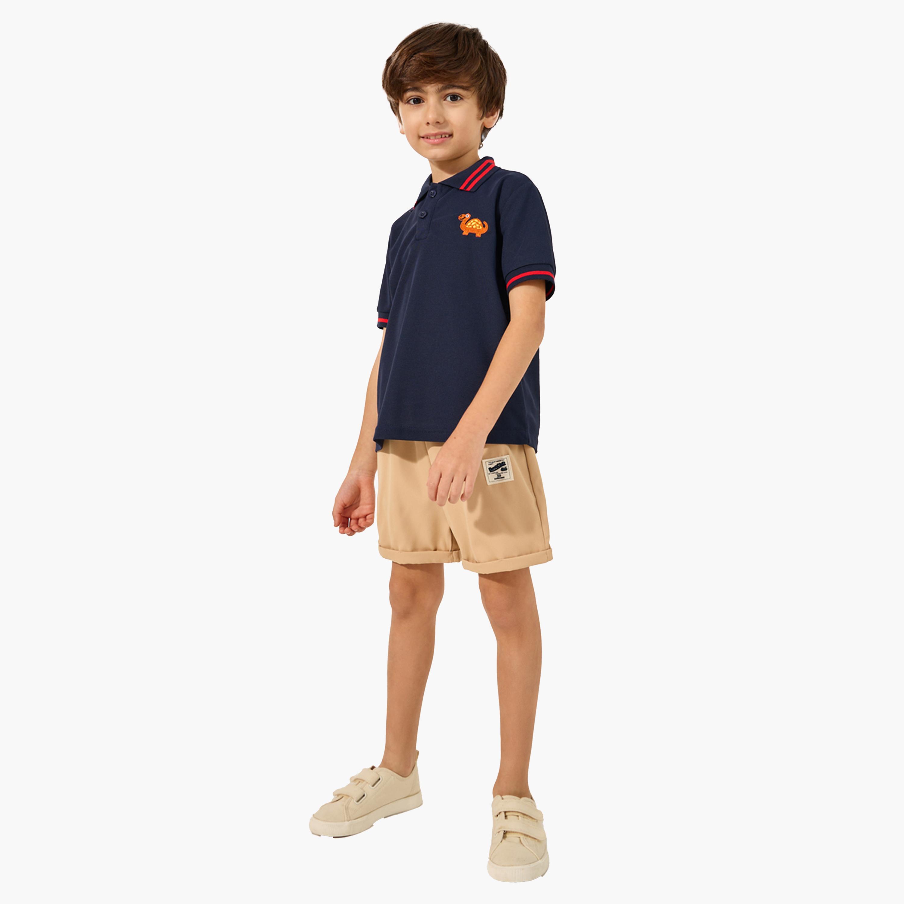 Styli Embroidered Polo T-Shirt and Shorts Set-boys-clothing-setsandcoords-image-1