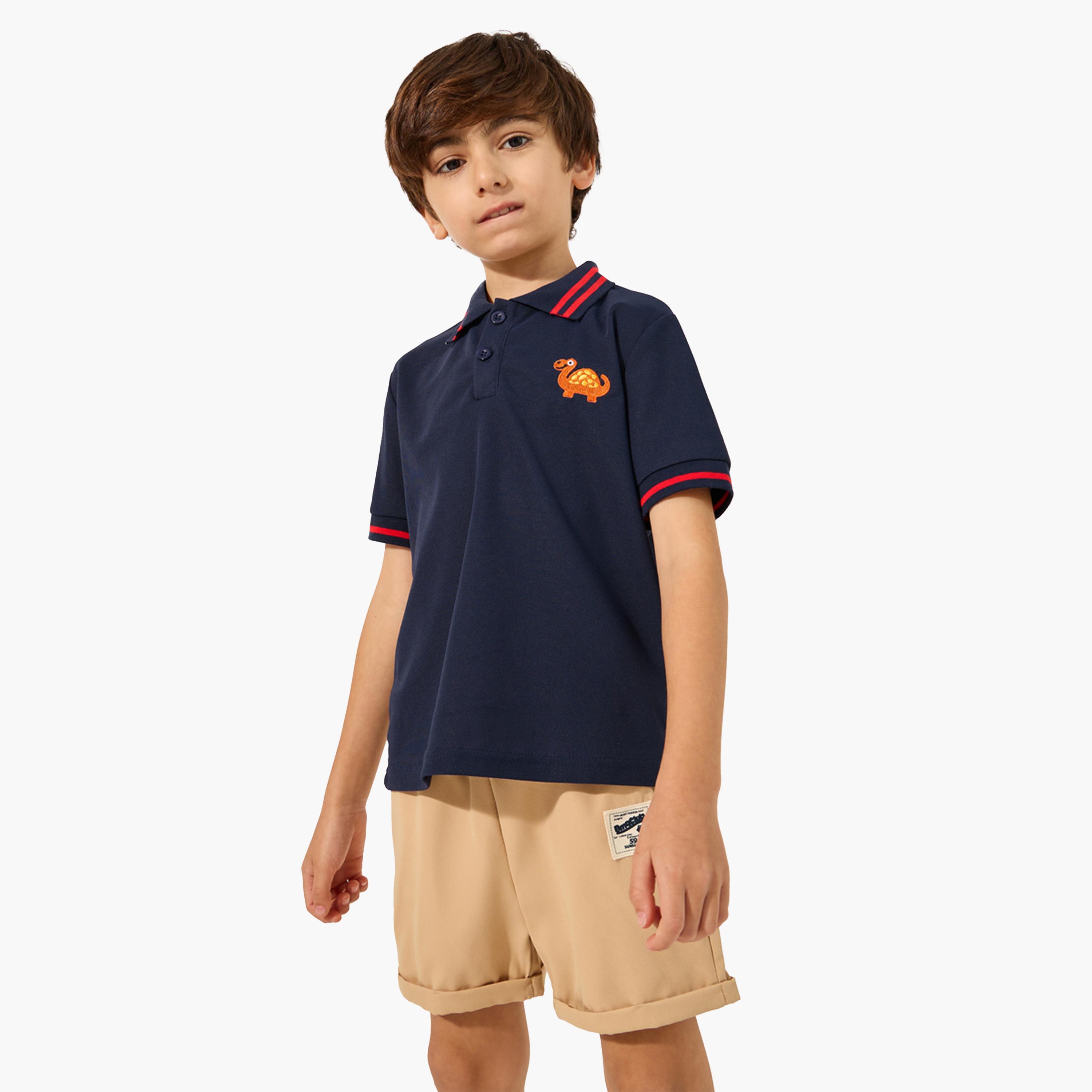 Styli Embroidered Polo T-Shirt and Shorts Set-boys-clothing-setsandcoords-image-2