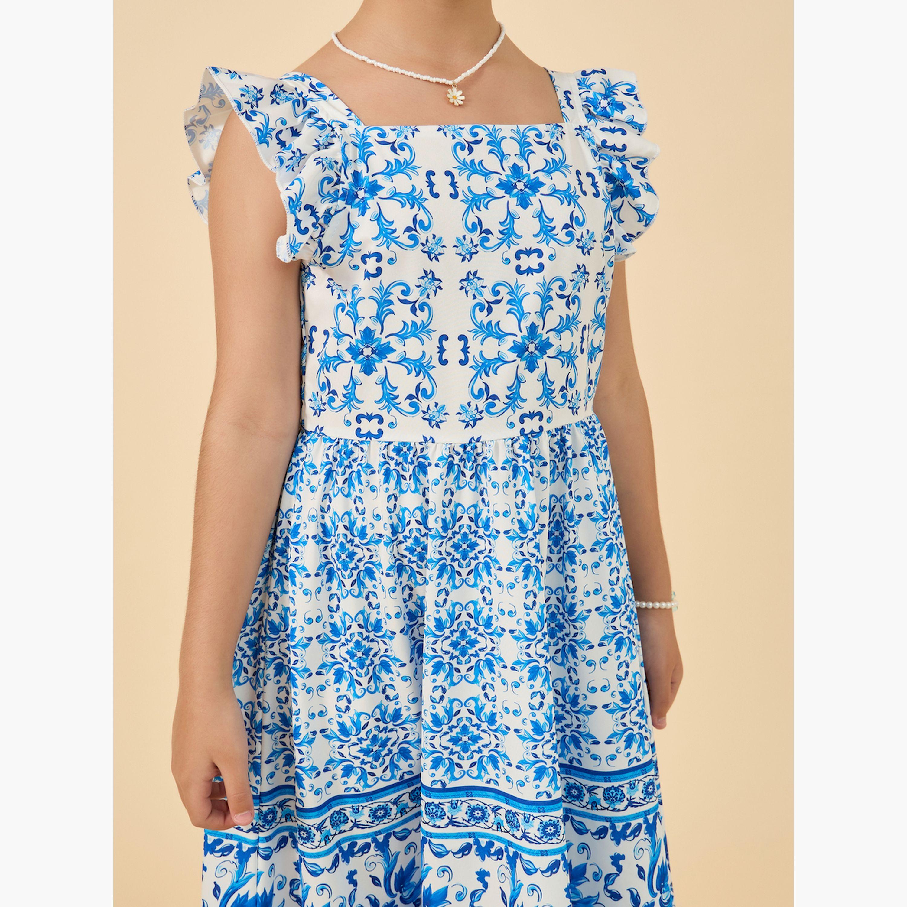 Styli All Over Print Ruffled Sleeves Dress-girls-clothing-dressesandjumpsuits-image-4