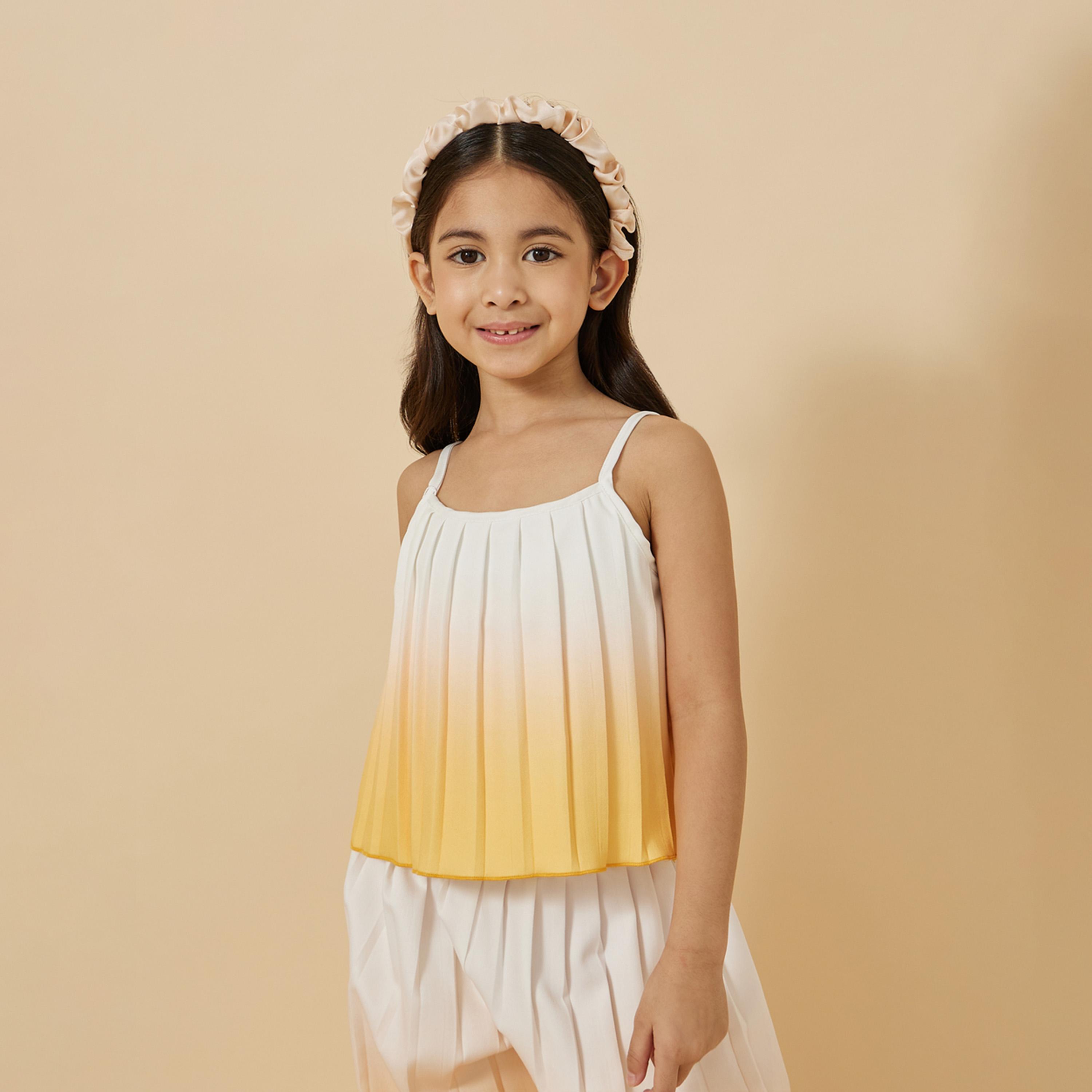 ستايلي - طقم للبنات الصغار بطبعة أومبري وكسرات-girls-clothing-setsandcoords-image-2