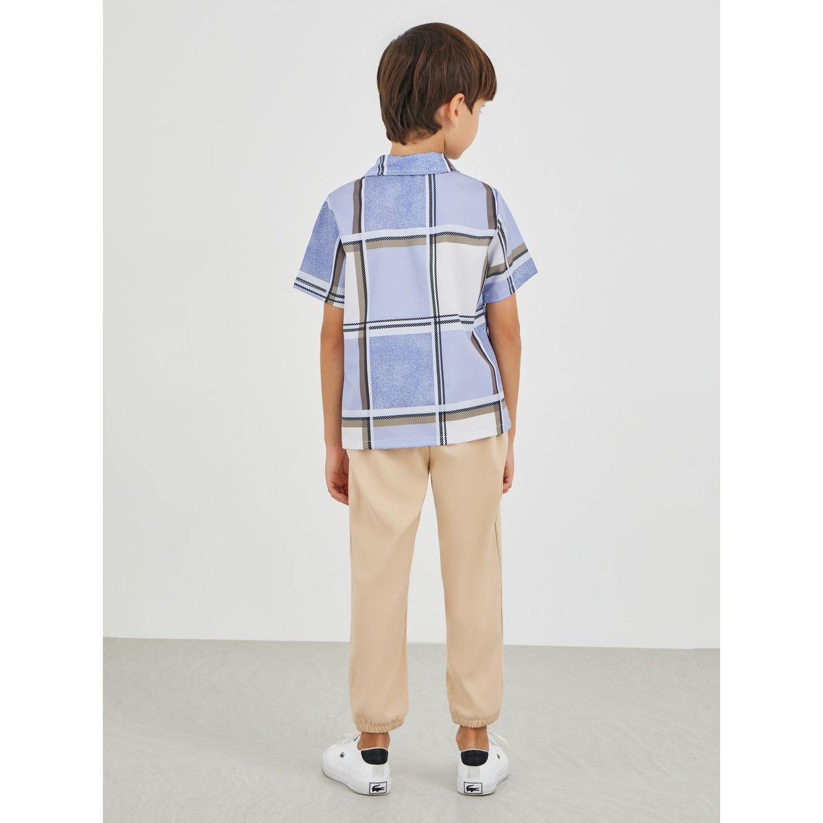 Styli Checked Spread Collar Shirt and Trousers Set-boys-clothing-setsandcoords-image-6