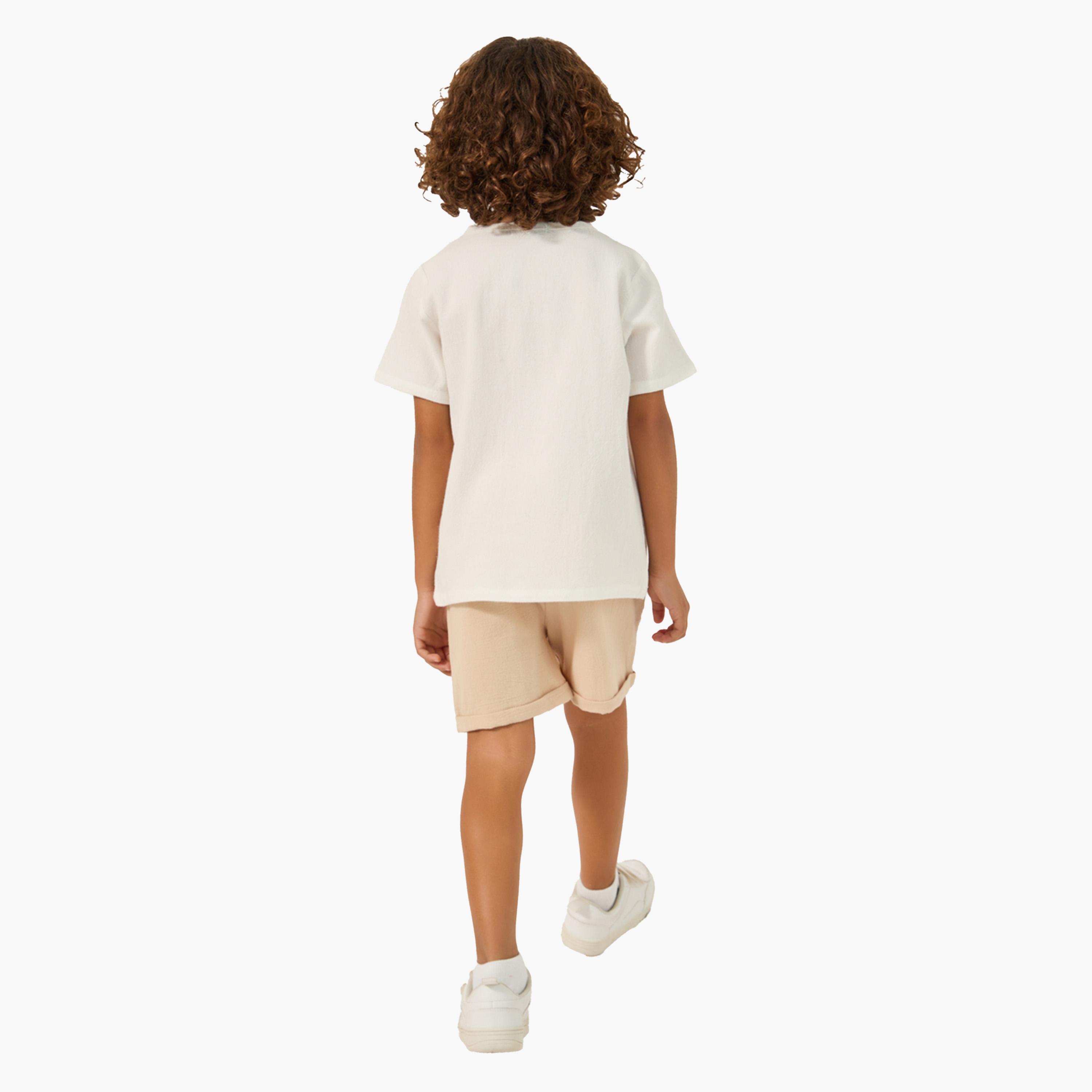 Styli Round Neck Buttoned Shirt and Shorts Set-boys-clothing-setsandcoords-image-5