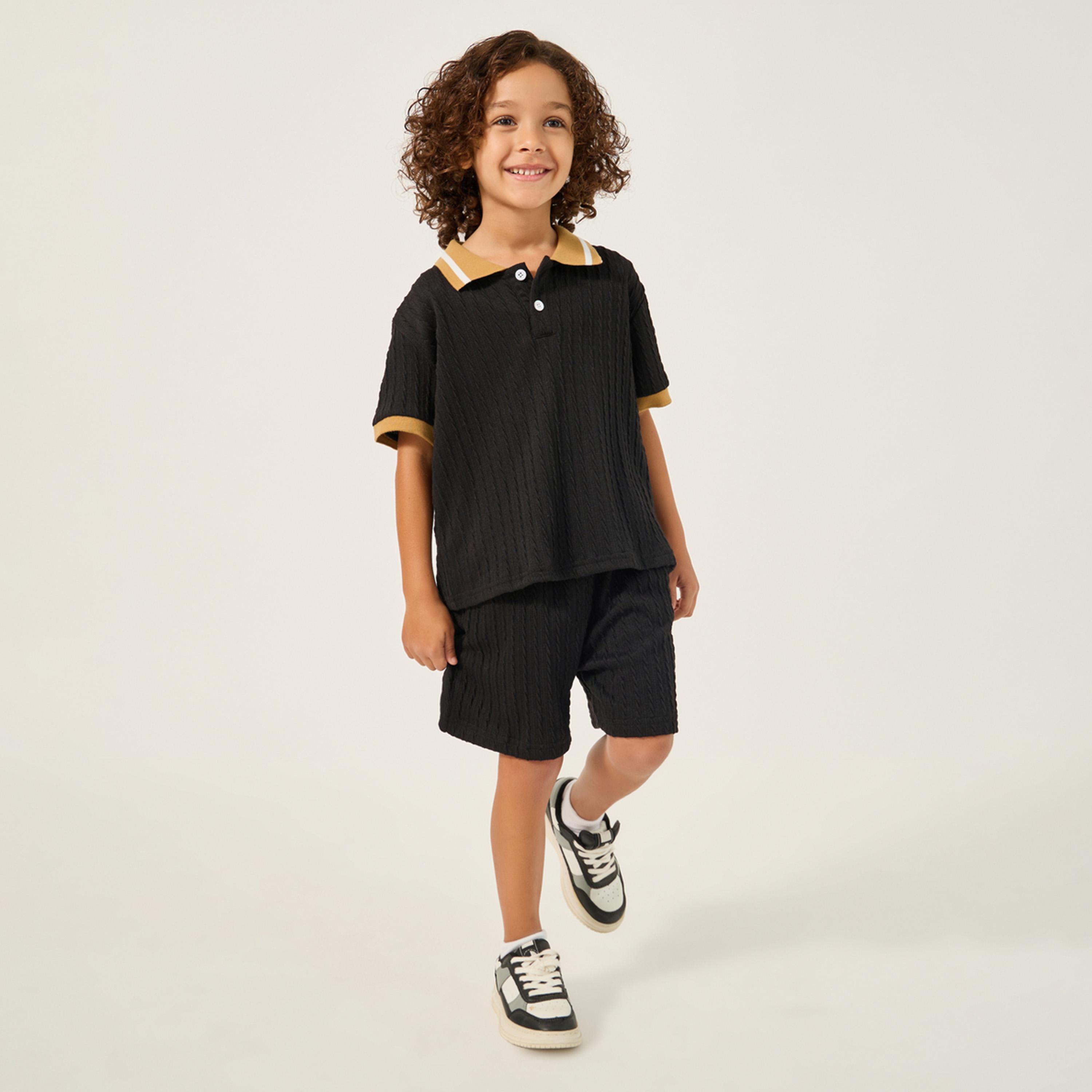 ستايلي - طقم تي شيرت وشورت من البوليستر للأولاد الصغار-boys-clothing-setsandcoords-image-1